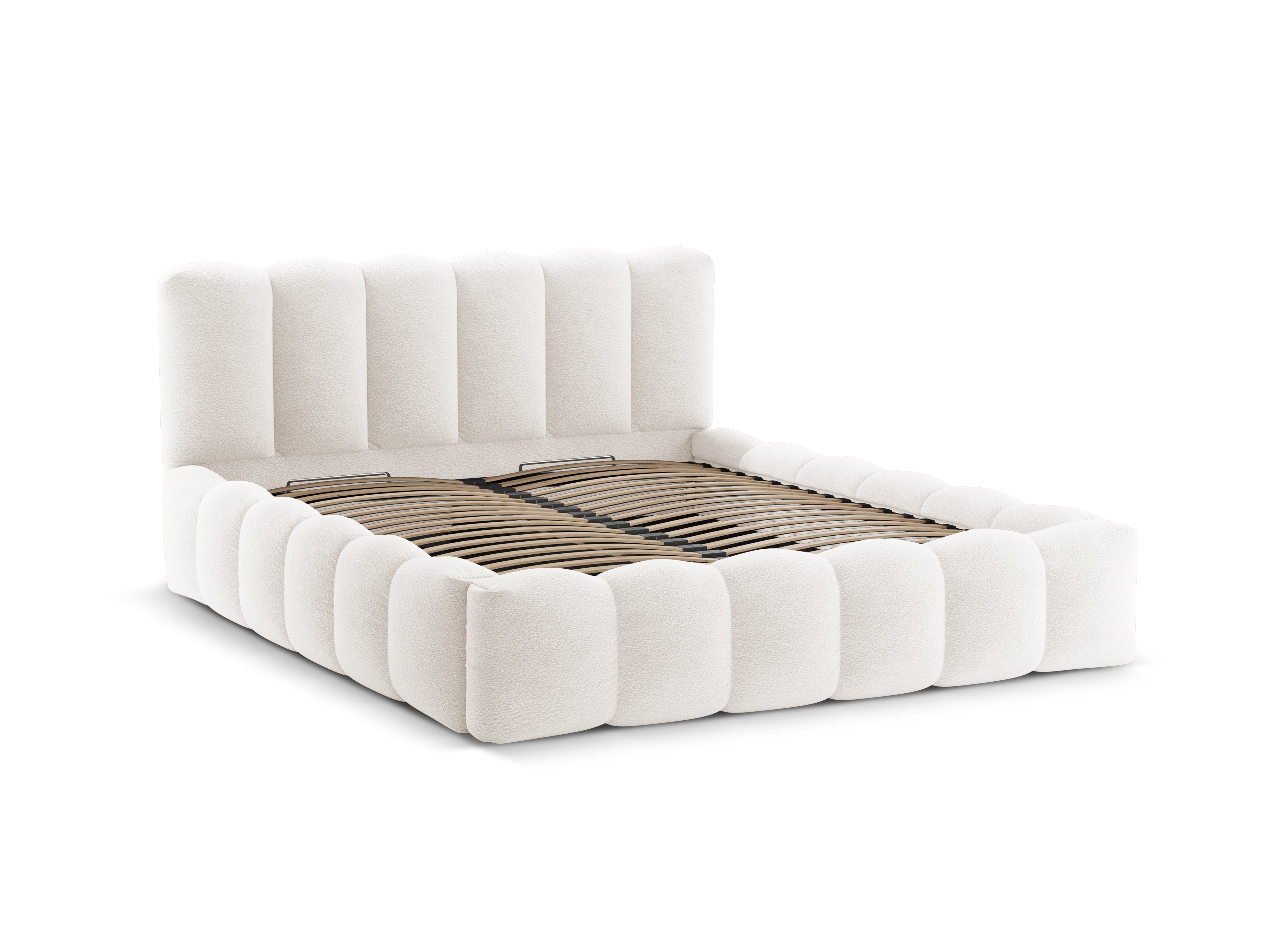 Bett mit Stauraum LUPINE weiß boucle