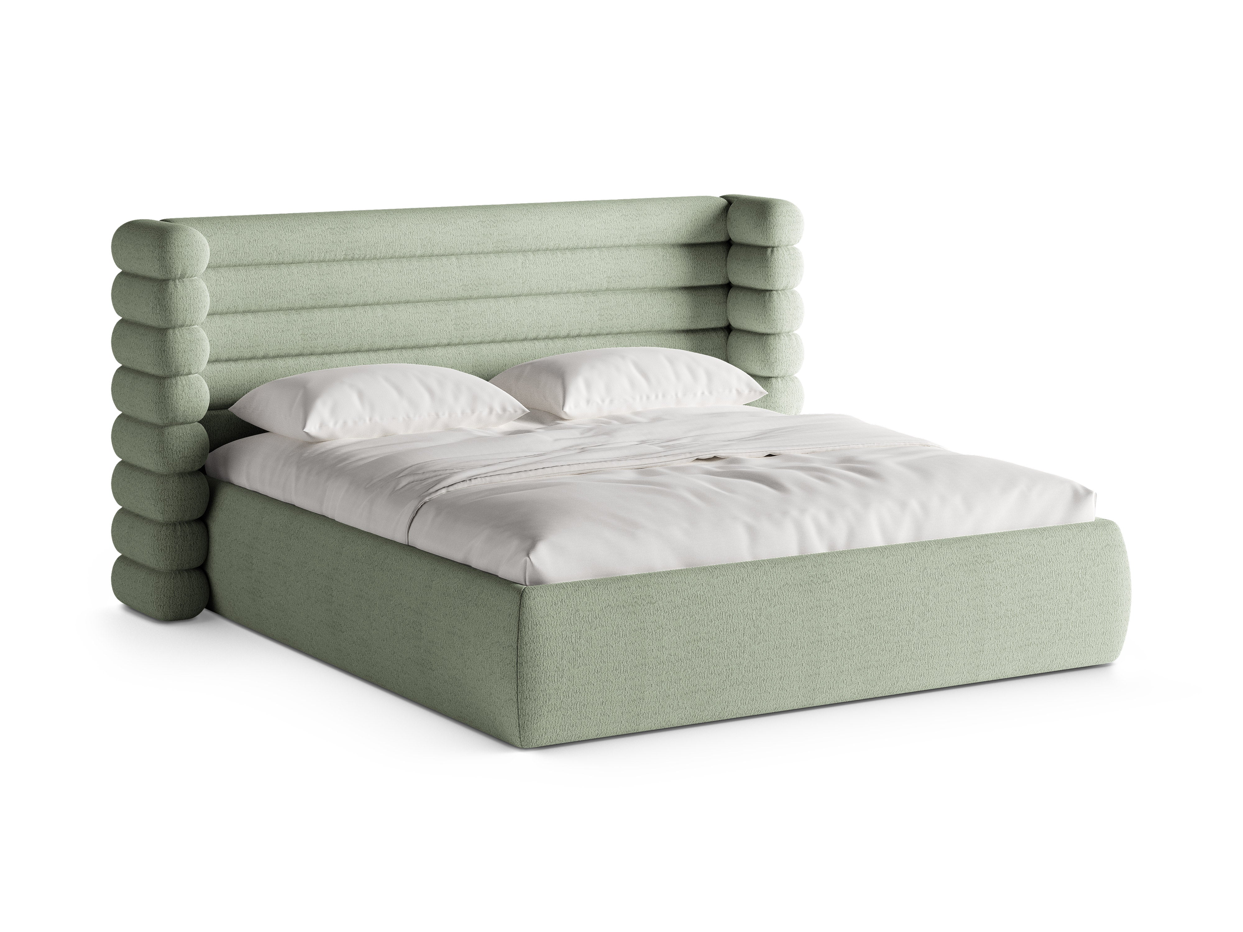 Bett MOUNT mintfarbener Boucle