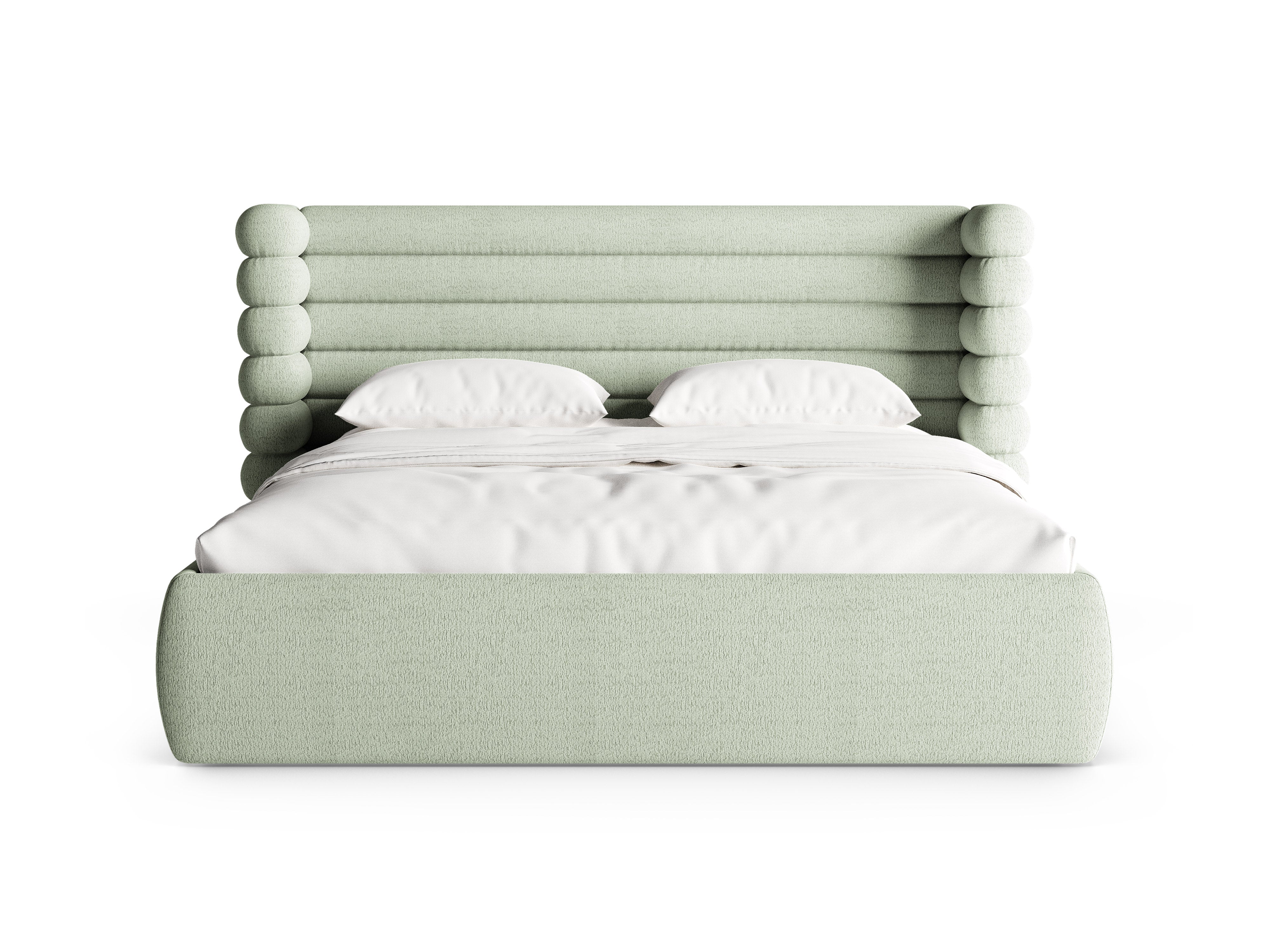 Bett MOUNT mintfarbener Boucle