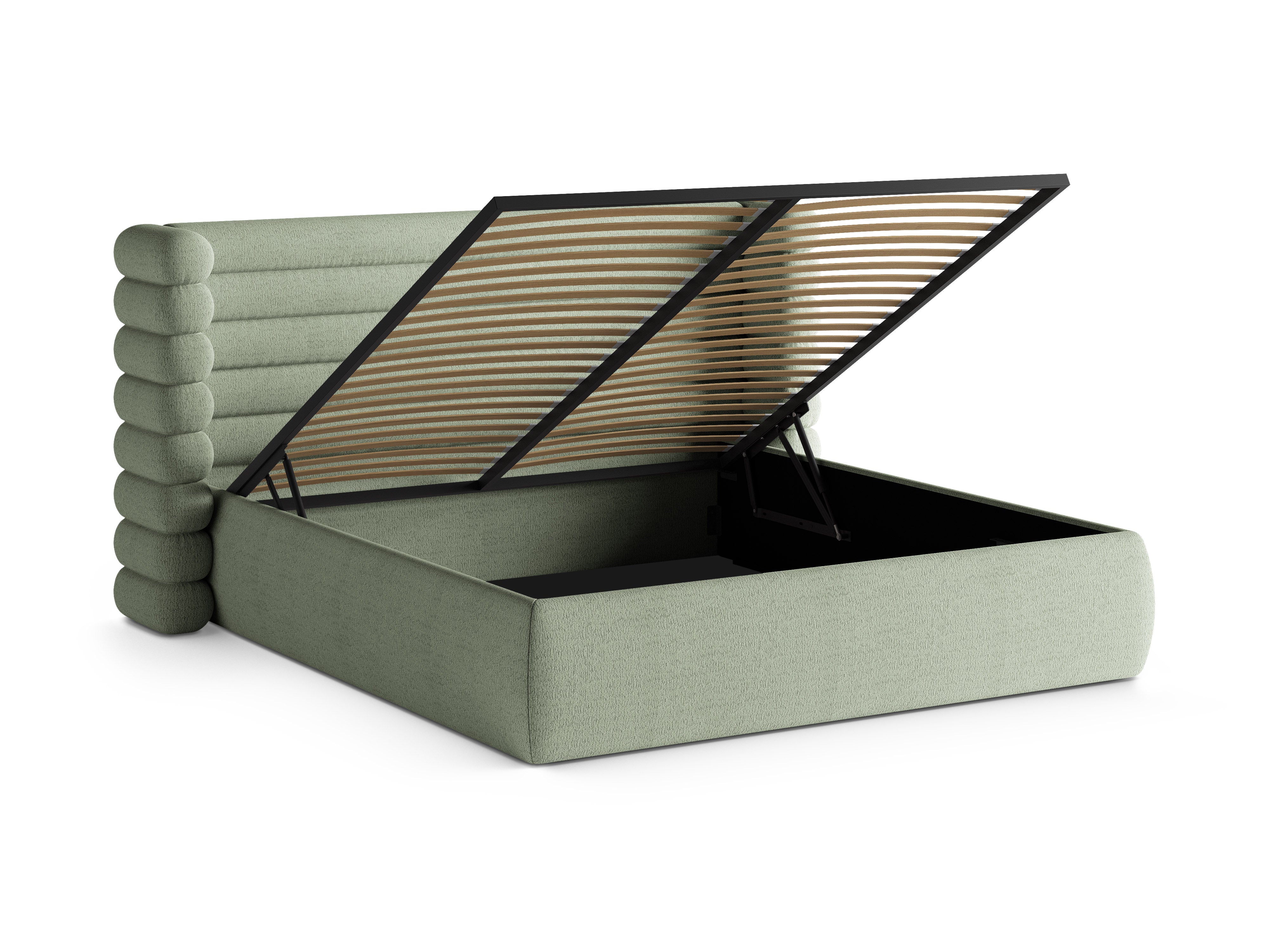 Bett MOUNT mintfarbener Boucle