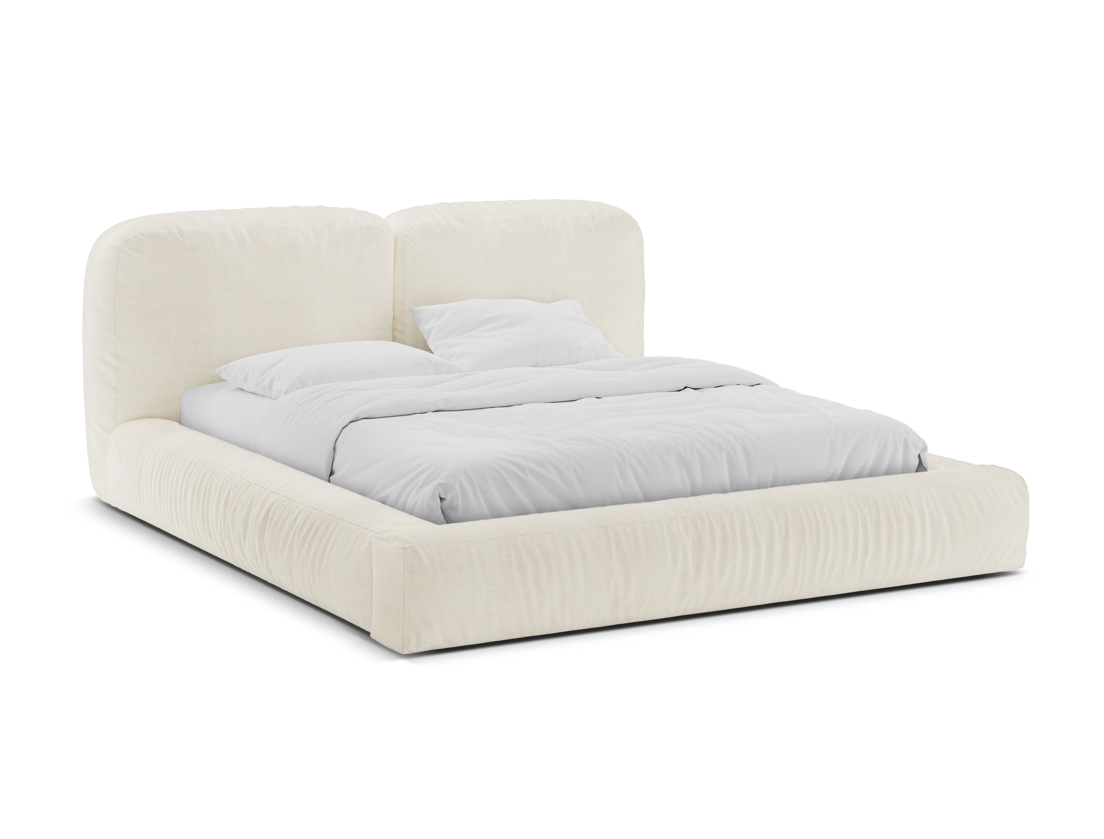Bett MARTINA Elfenbein Boucle