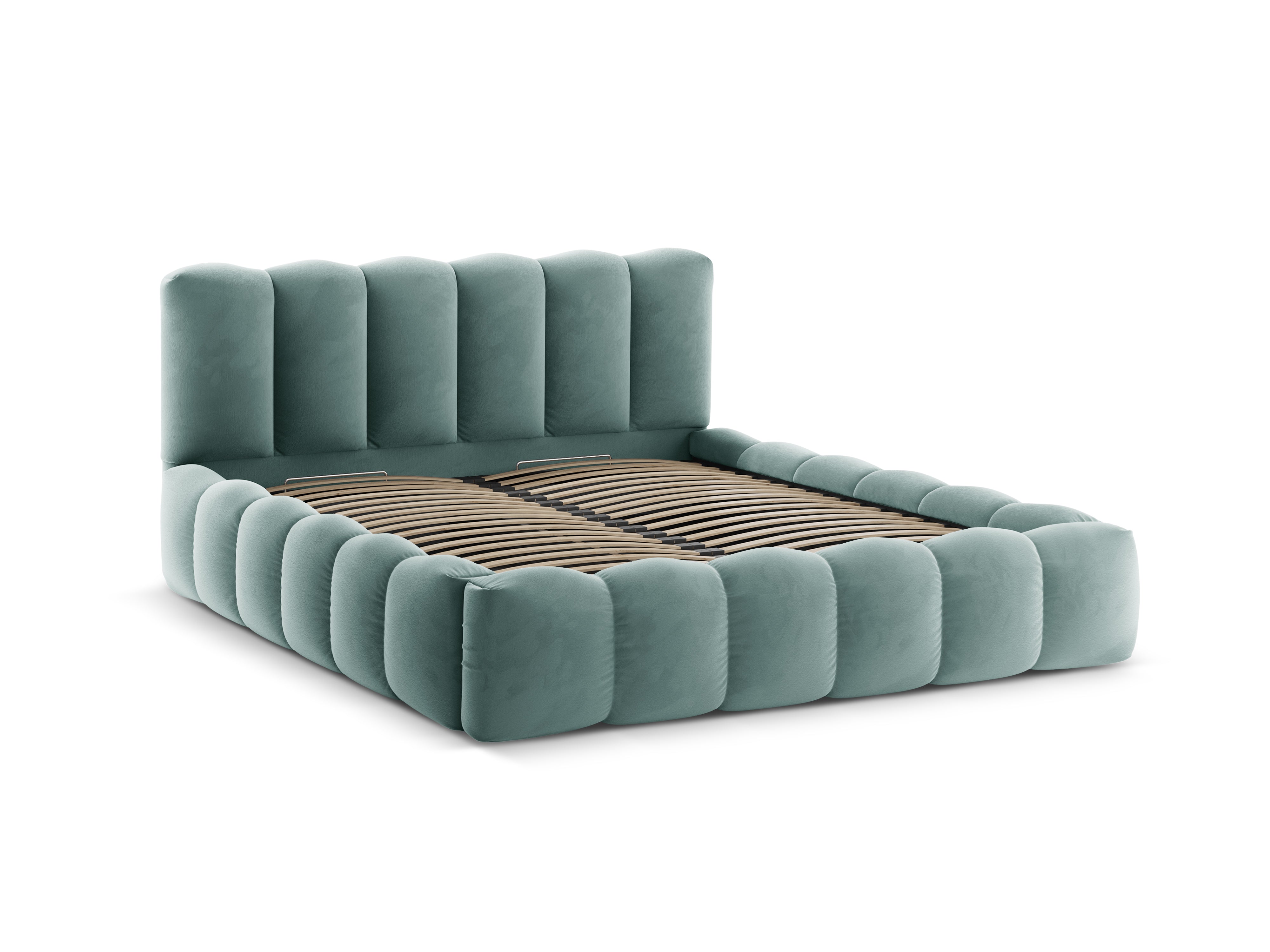 Samtbett mit Bettkasten LUPINE in Mint