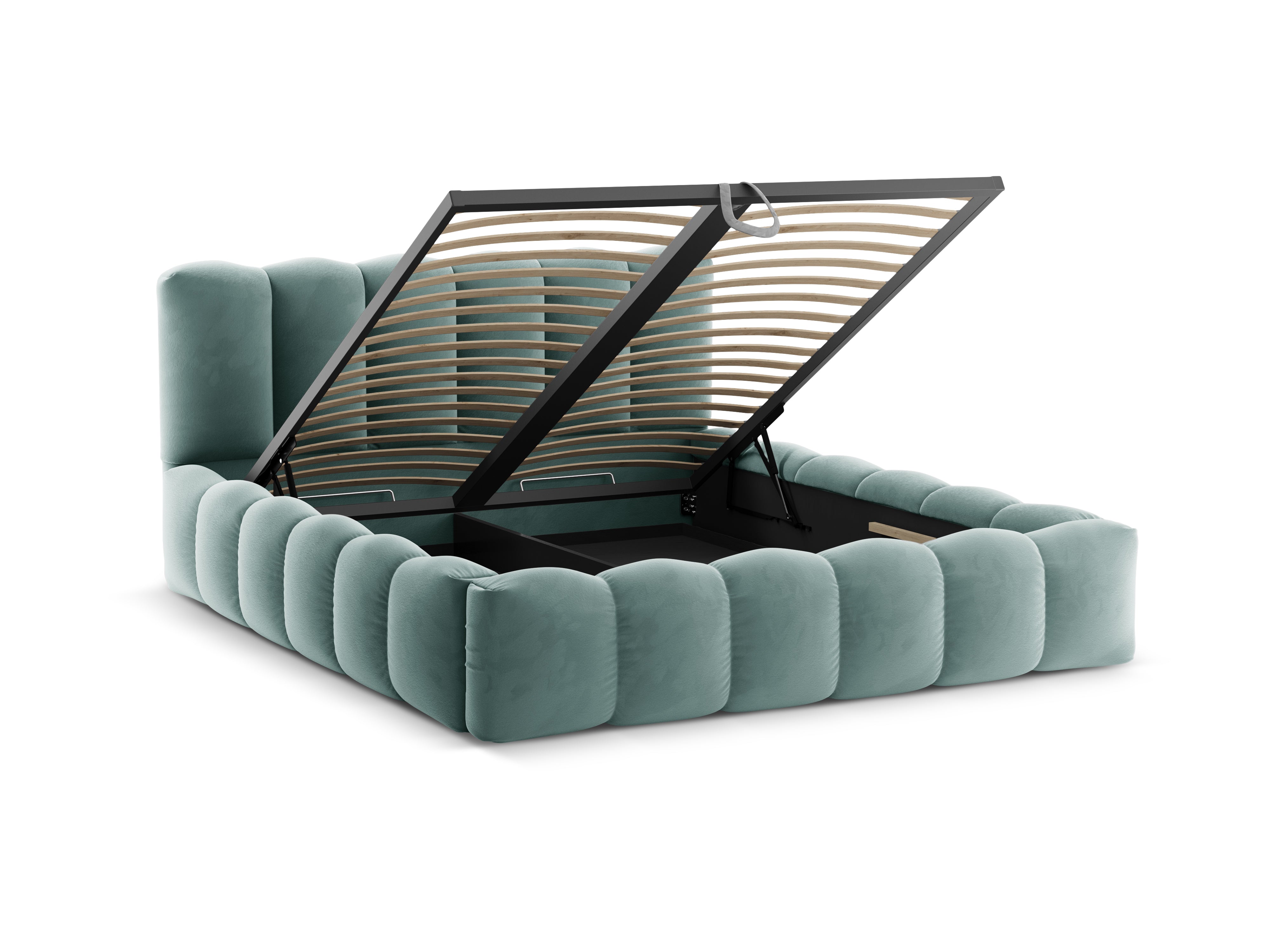Samtbett mit Bettkasten LUPINE in Mint