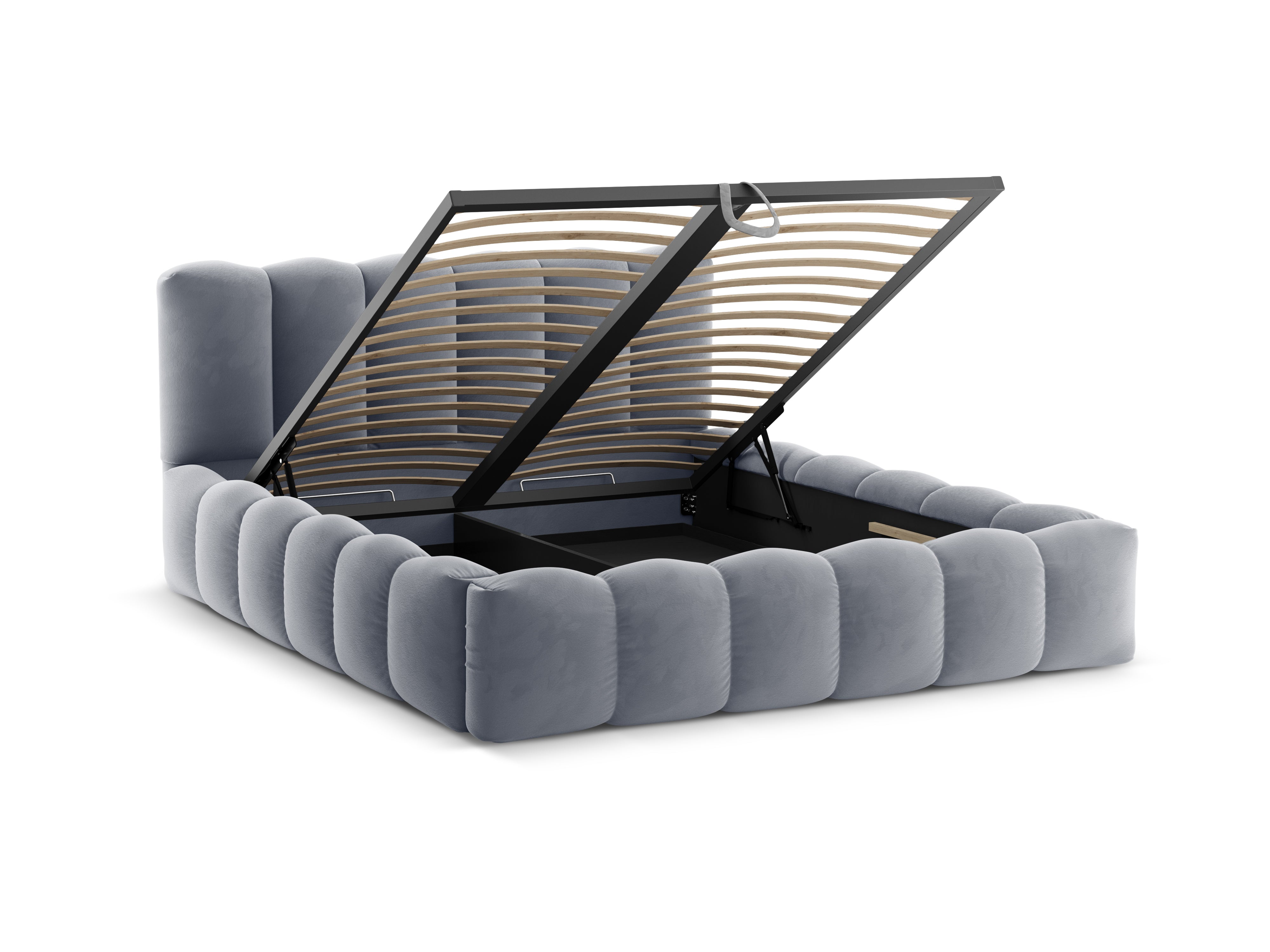 Samtbett mit Bettkasten LUPINE in Grau