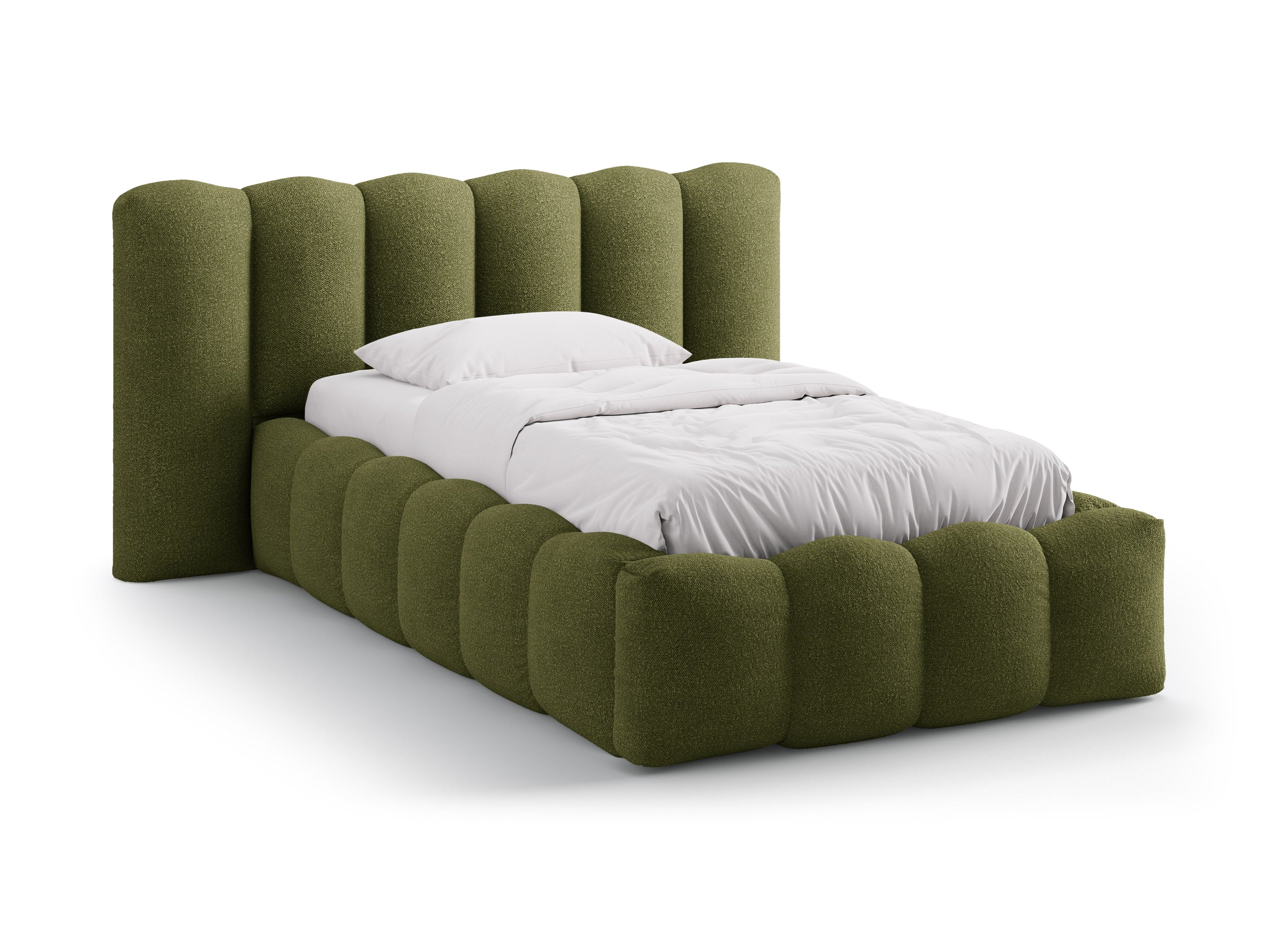 Bett LUPINE dunkles olivgrünes Boucle