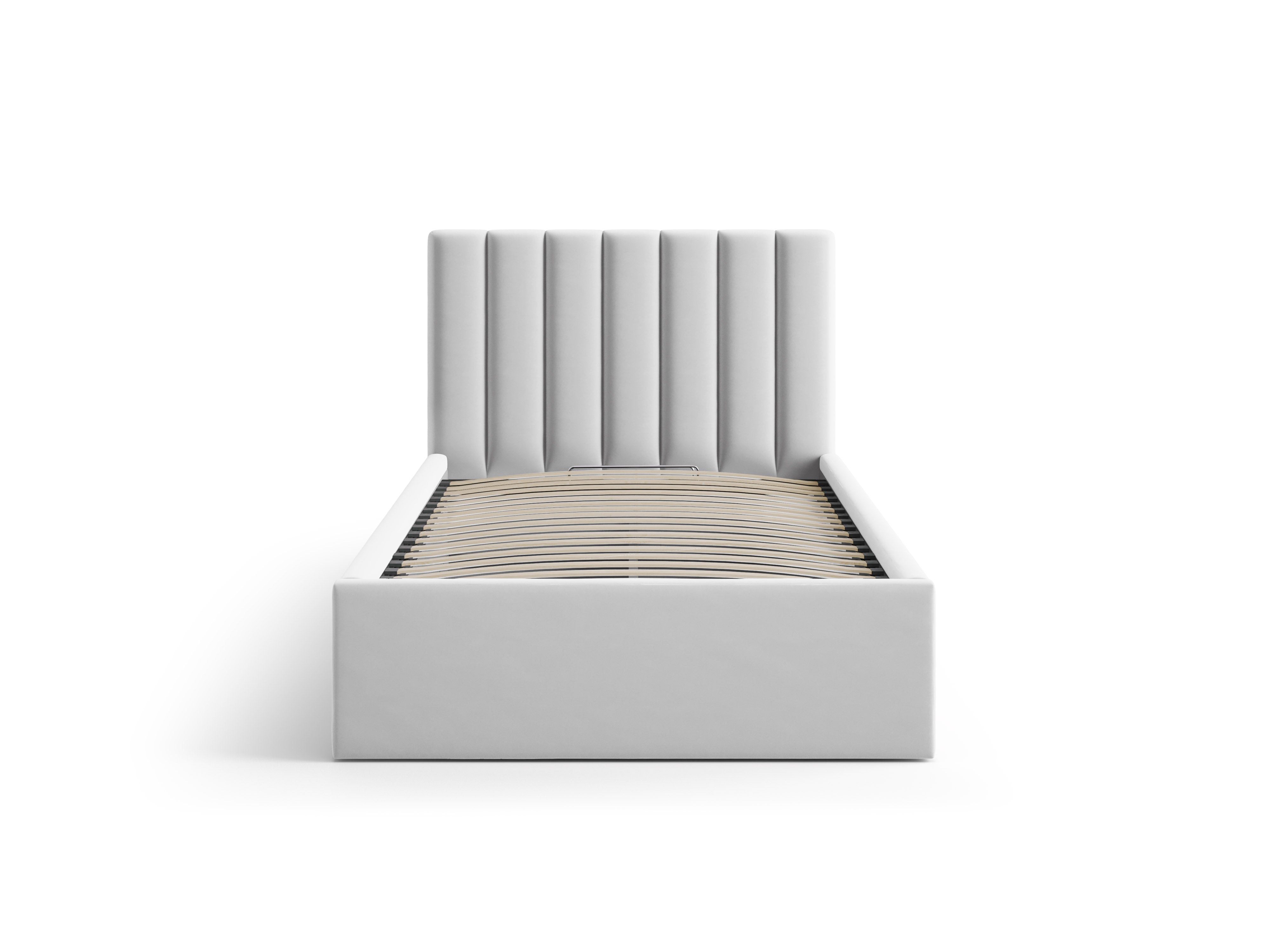 Einzelbett aus Samt mit Bettkasten ALLISON silberfarben