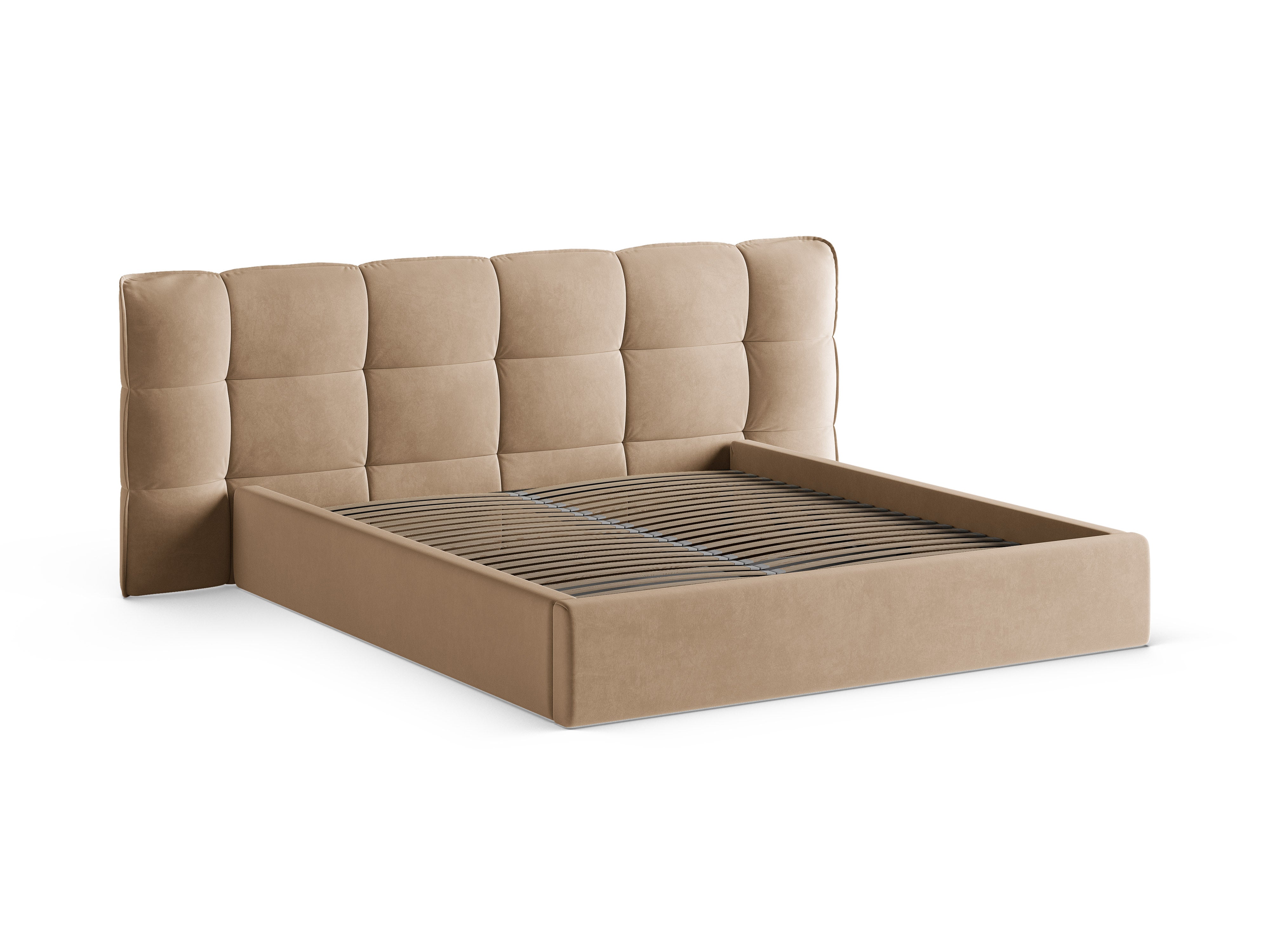 Samtbett mit Stauraum ERIC sandfarben