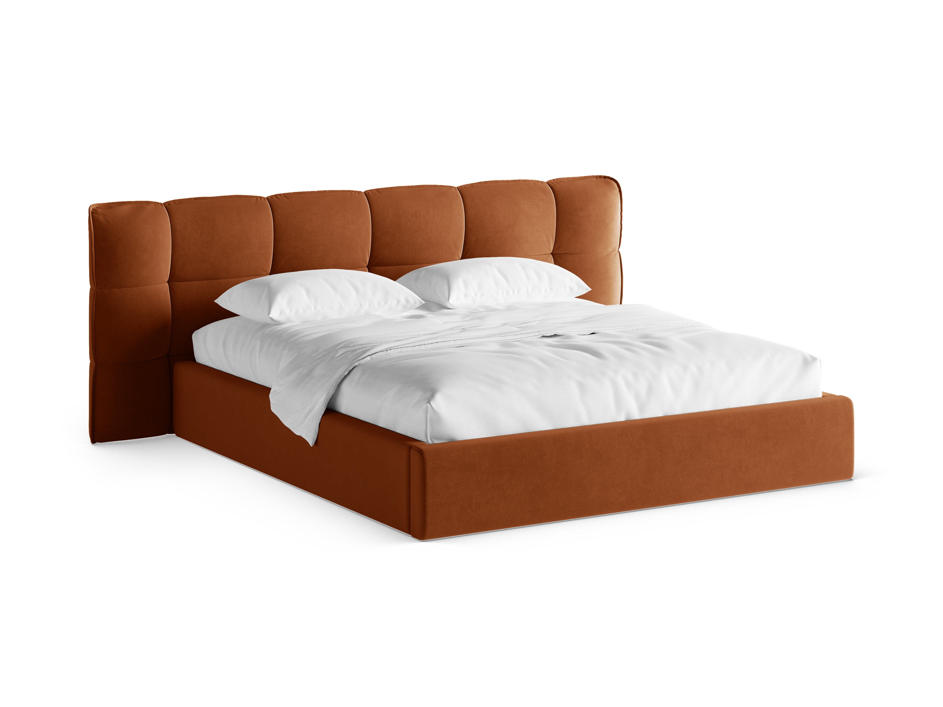 Samtbett mit Stauraum ERIC terrakotta