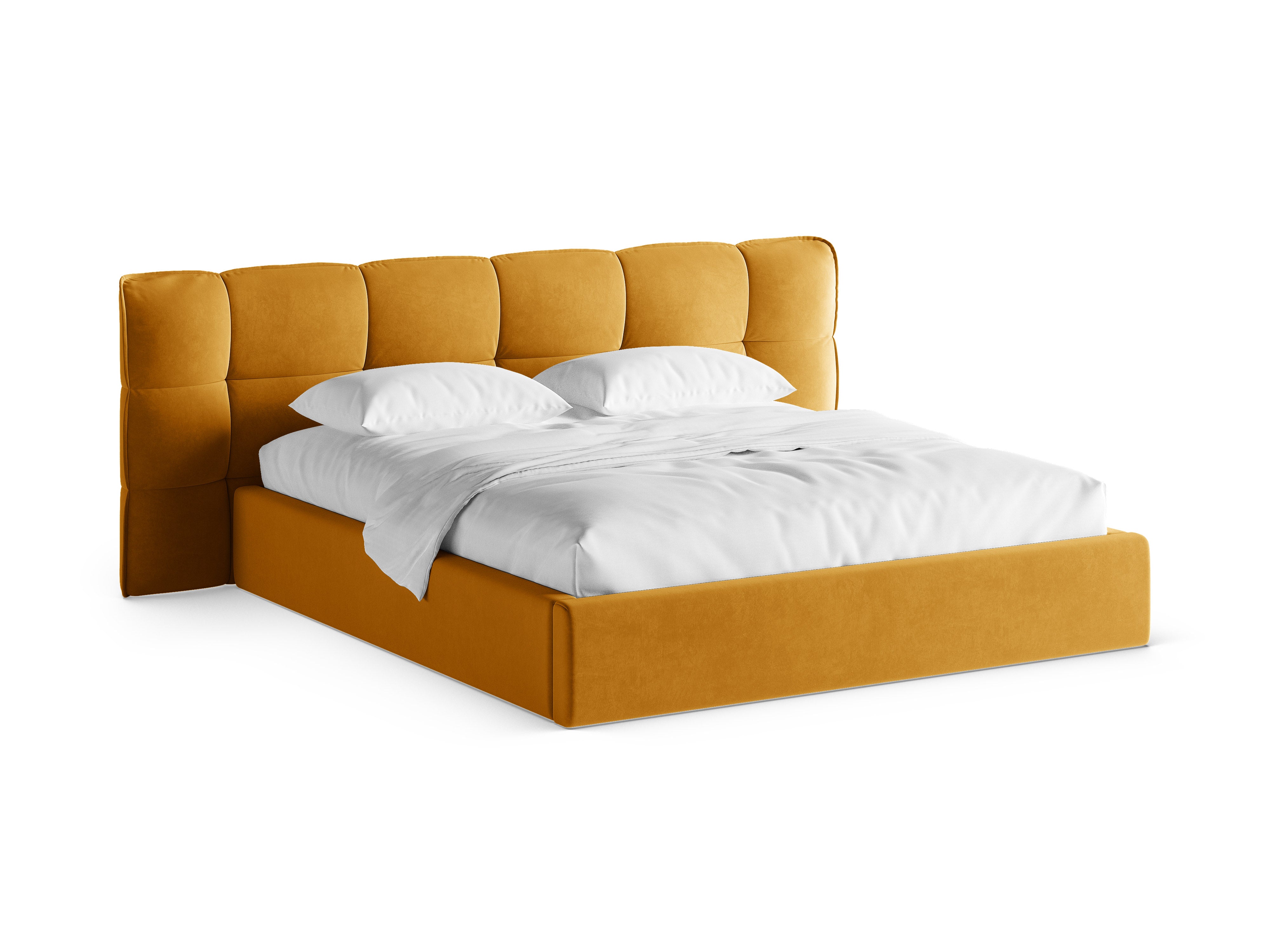 Samtbett mit Stauraum ERIC gelb