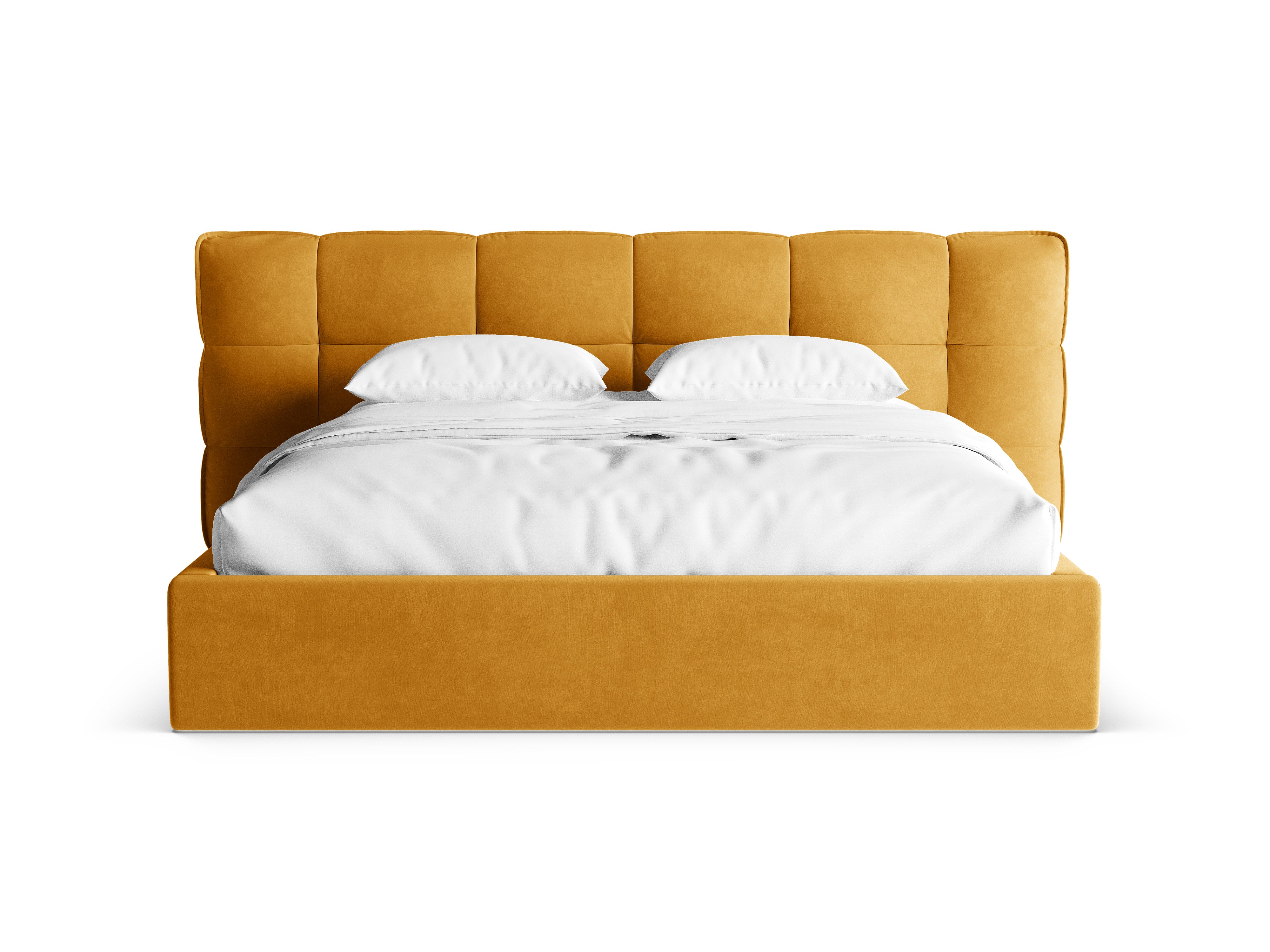 Samtbett mit Stauraum ERIC gelb