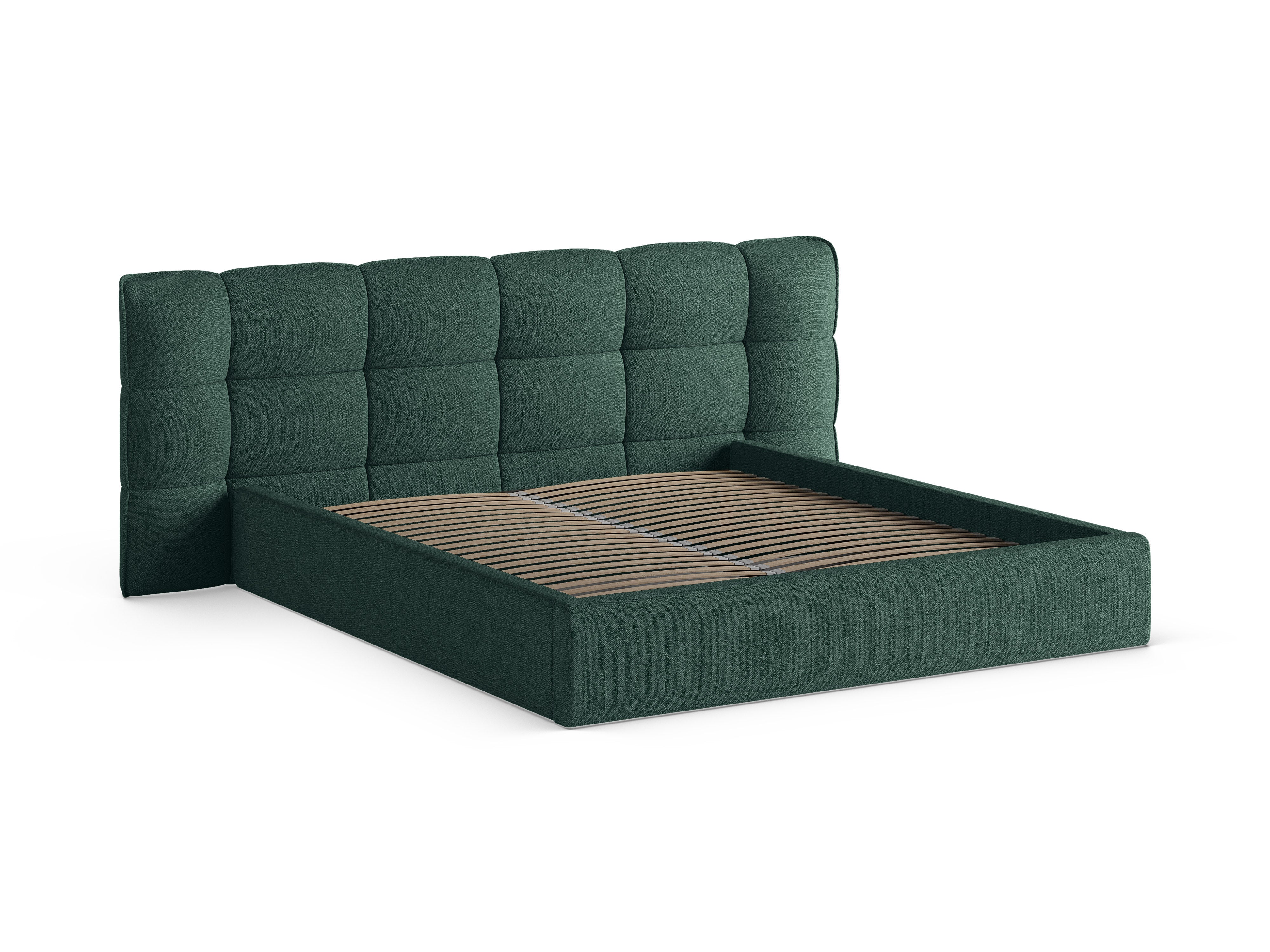 Bett mit Stauraum ERIC grün Boucle