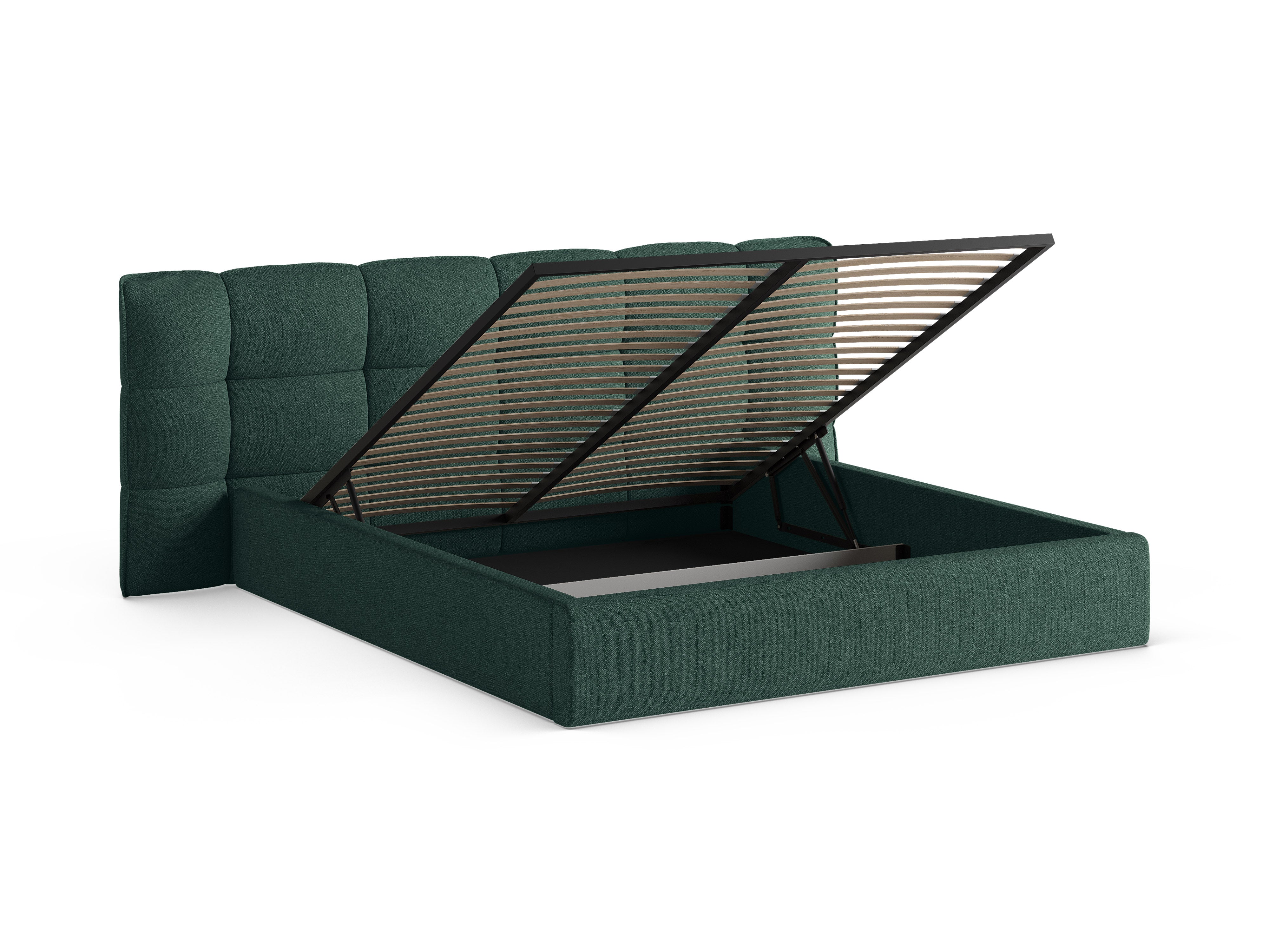 Bett mit Stauraum ERIC grün Boucle