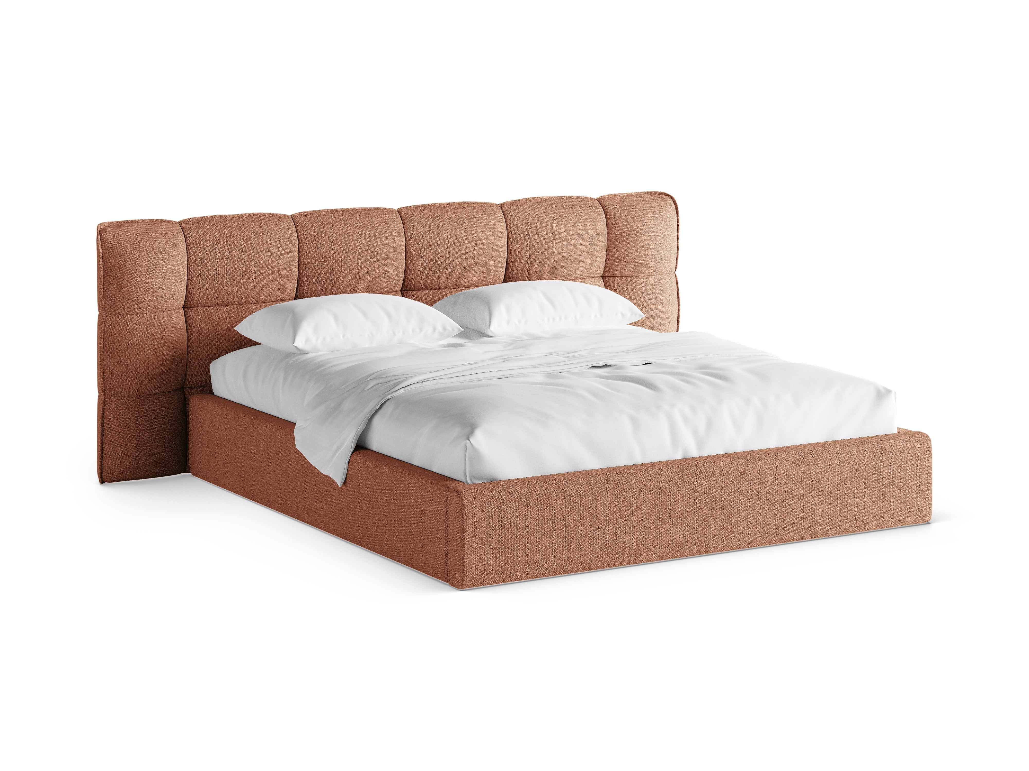 Bett mit Stauraum ERIC pfirsichfarbener Boucle