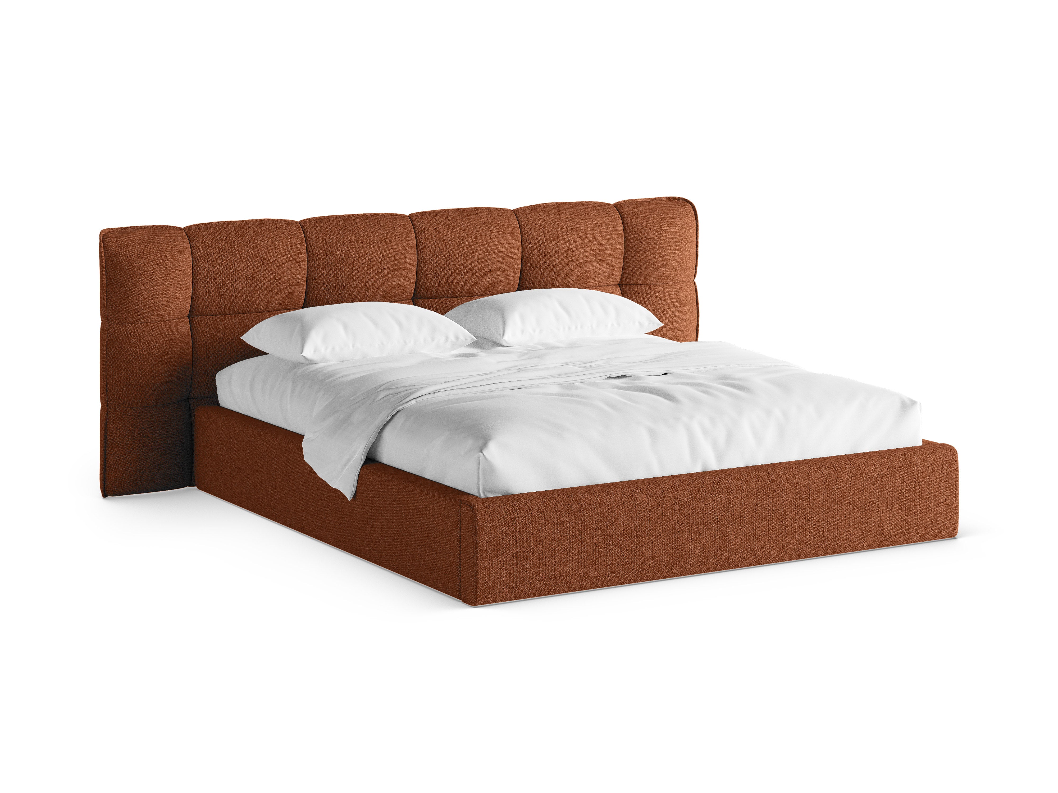 Bett mit Stauraum ERIC ziegelrot Boucle