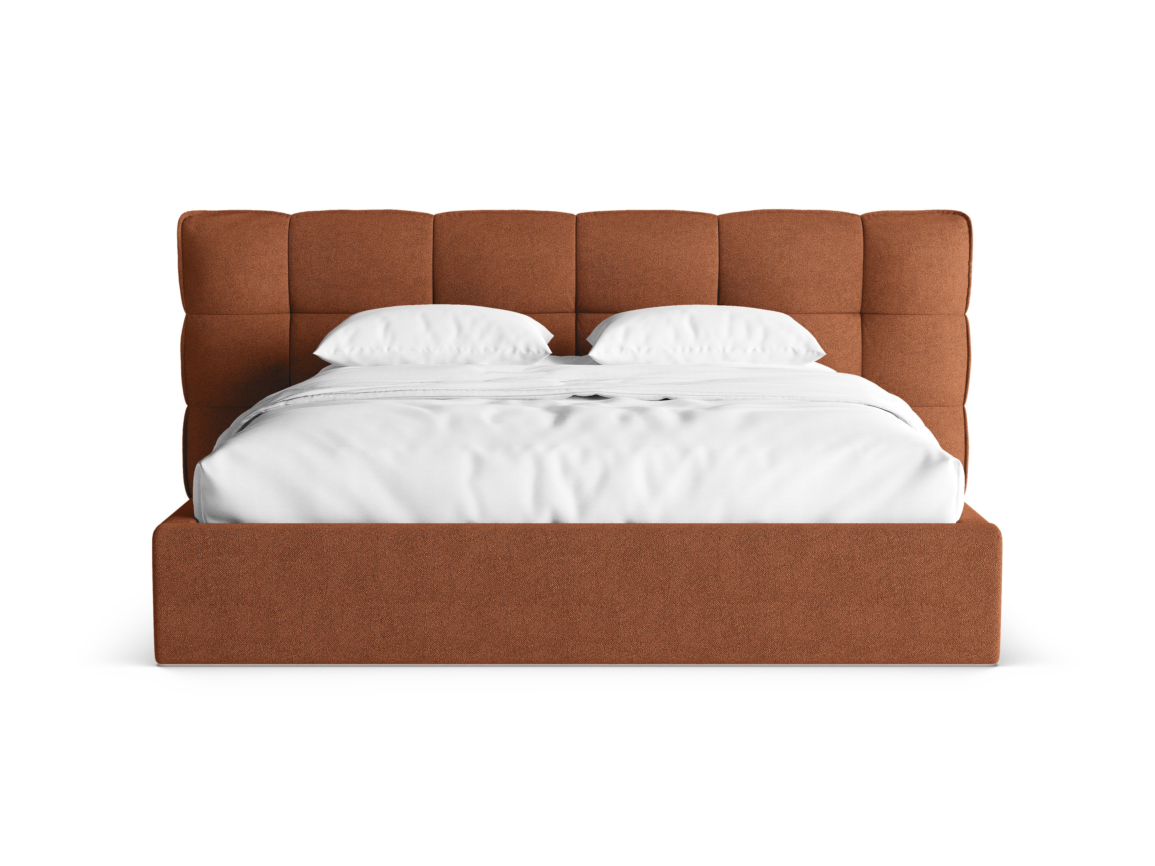 Bett mit Stauraum ERIC ziegelrot Boucle