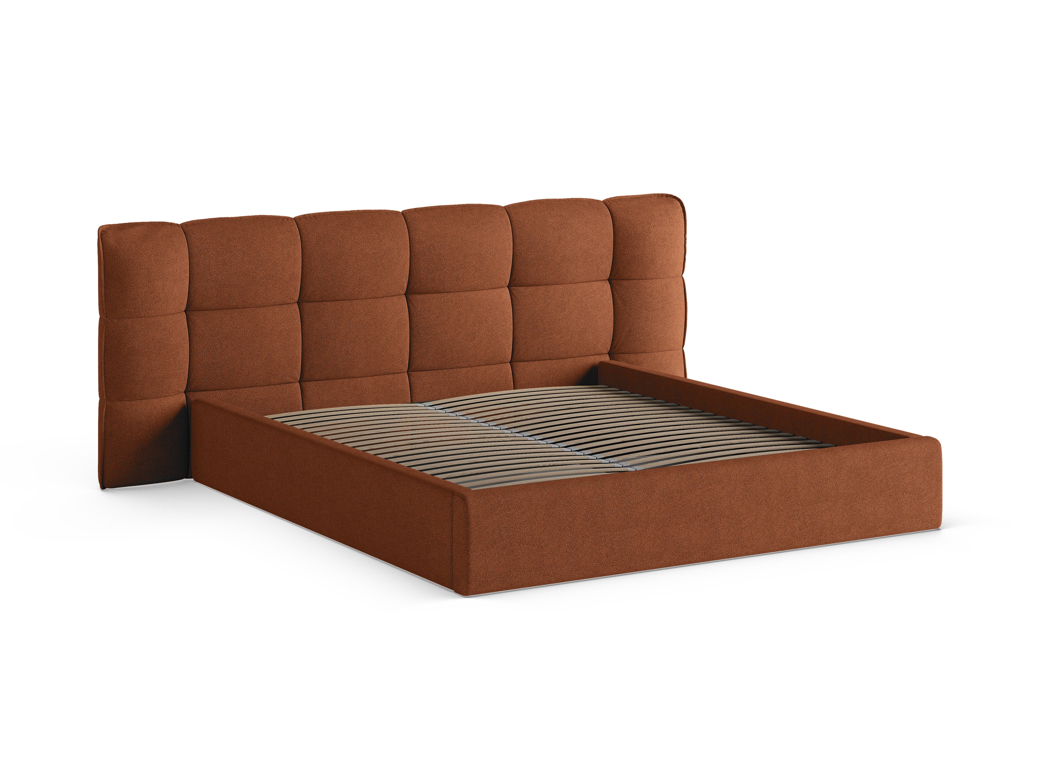 Bett mit Stauraum ERIC ziegelrot Boucle