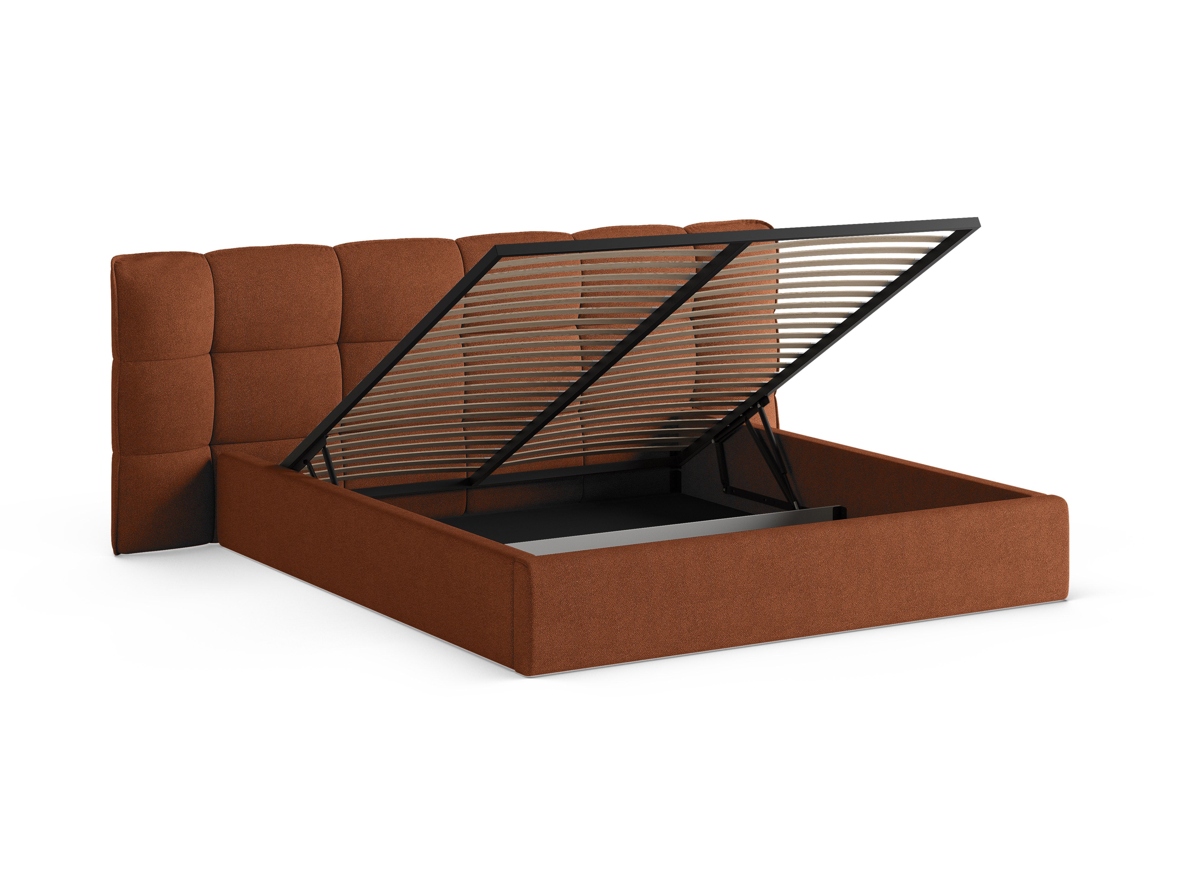 Bett mit Stauraum ERIC ziegelrot Boucle