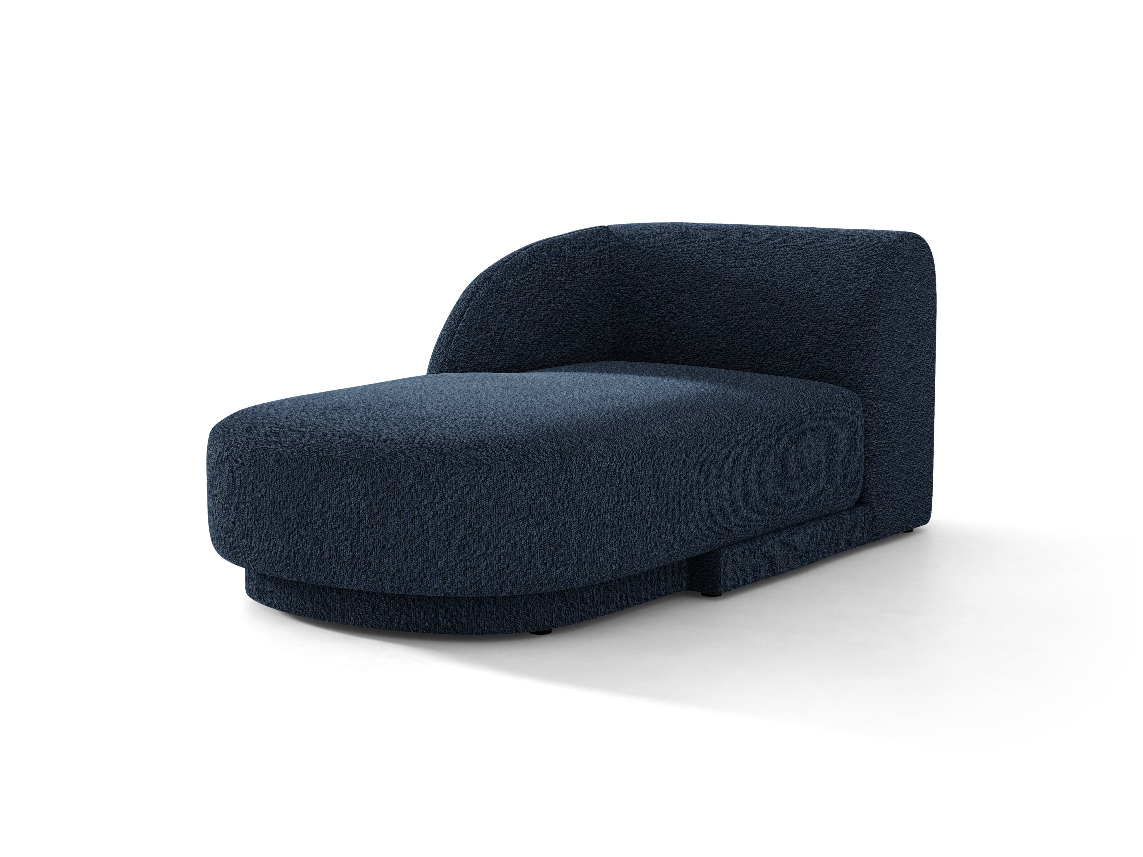 Linksseitiger Szezlong MILEY dunkelblauer Boucle