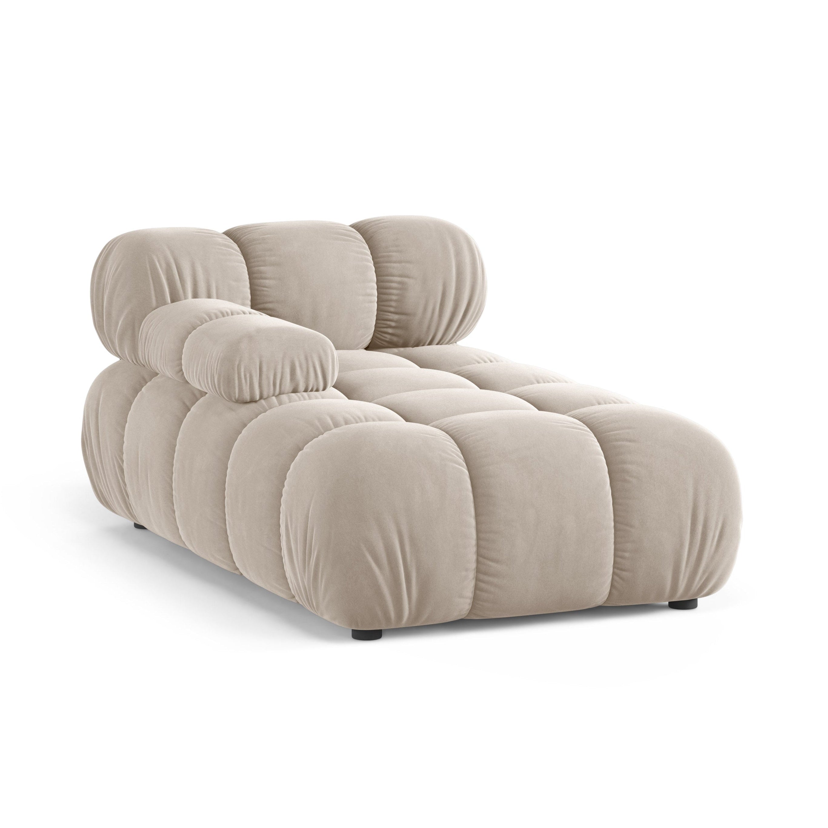Sofalängs aus Samt, linksseitig, BELLIS, beige
