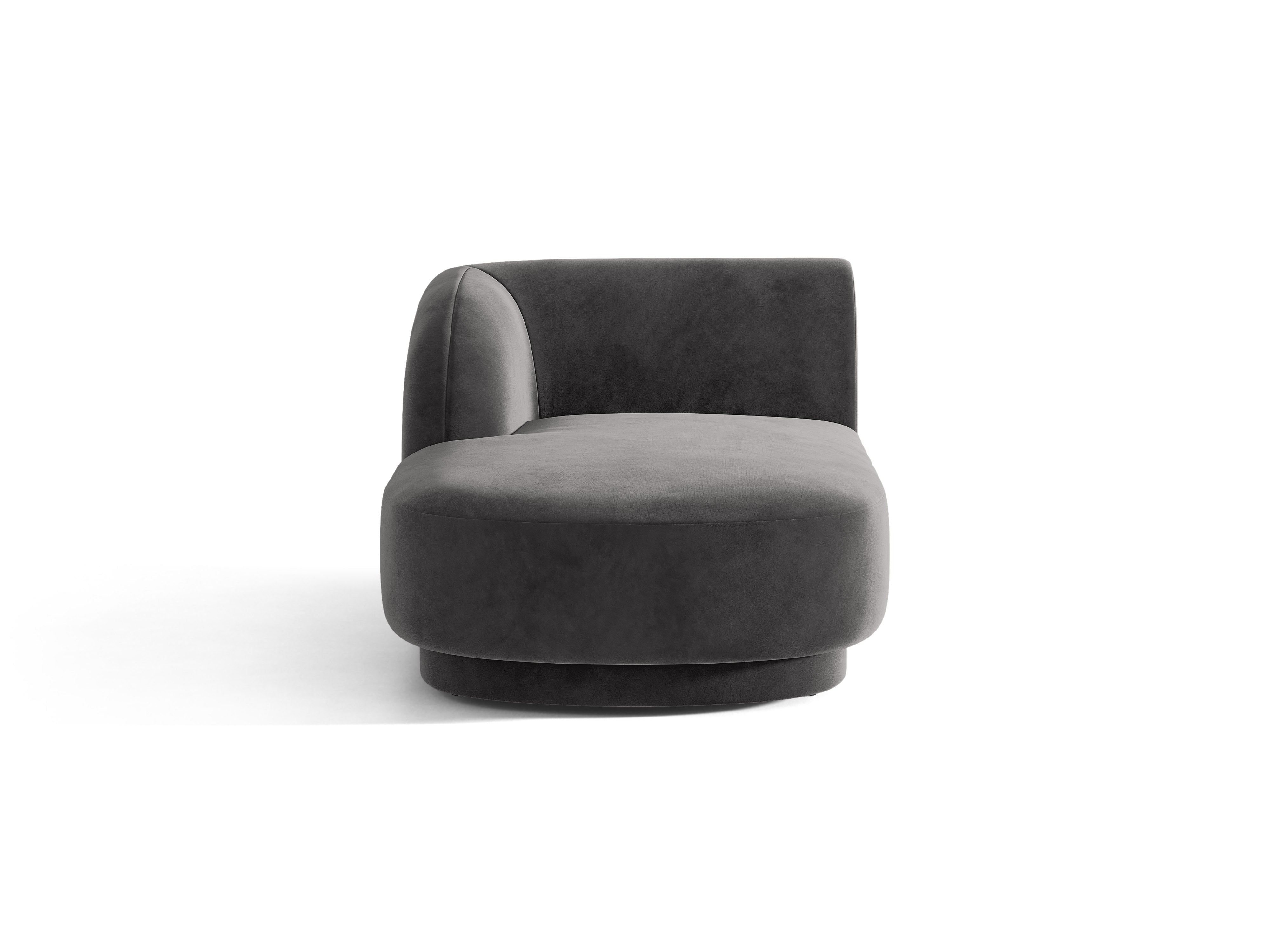 Linksseitiger Samt-Sessel MILEY grau