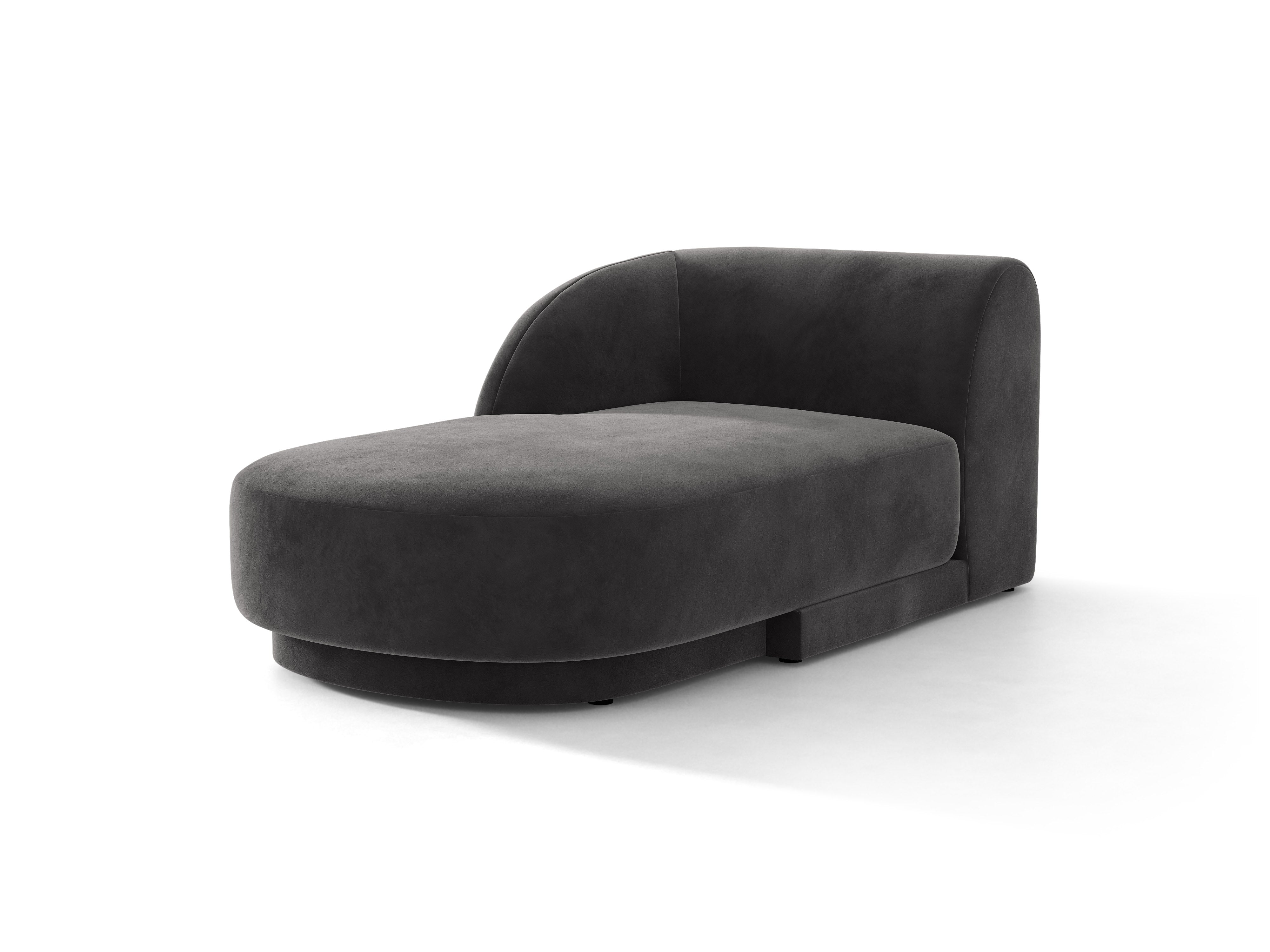 Linksseitiger Samt-Sessel MILEY grau