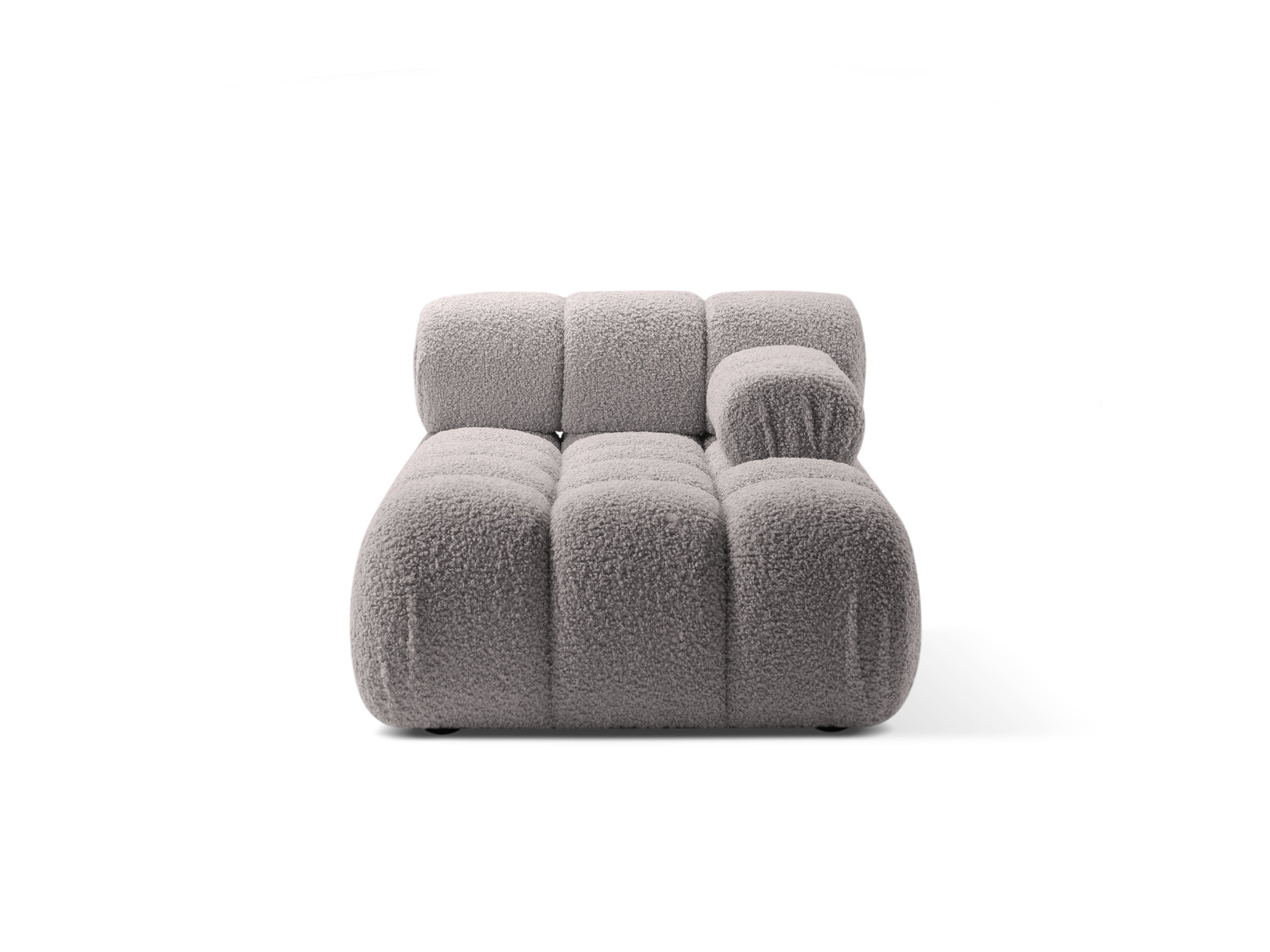 Rechtsseitiger Sessel BELLIS aus grauem Boucle