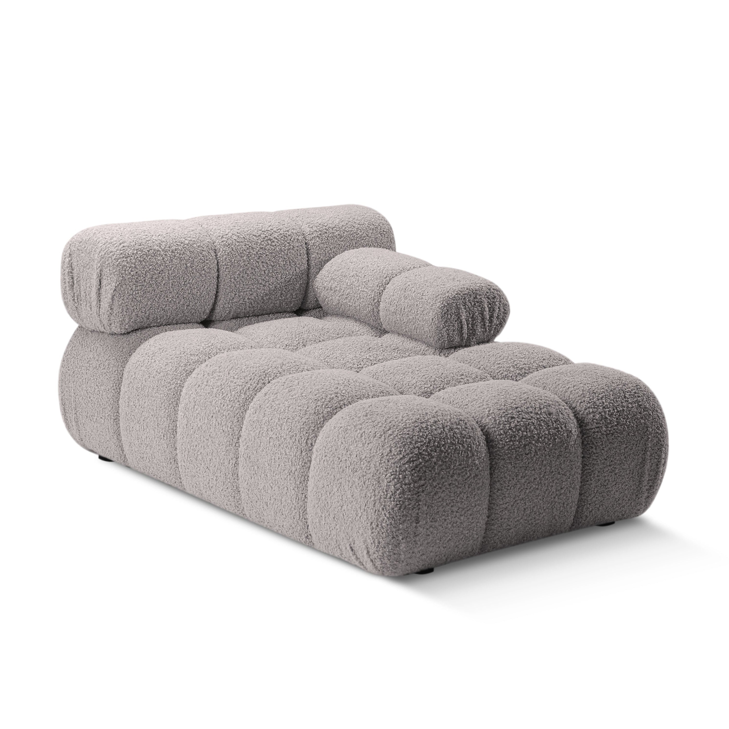 Rechtsseitiger Sessel BELLIS aus grauem Boucle
