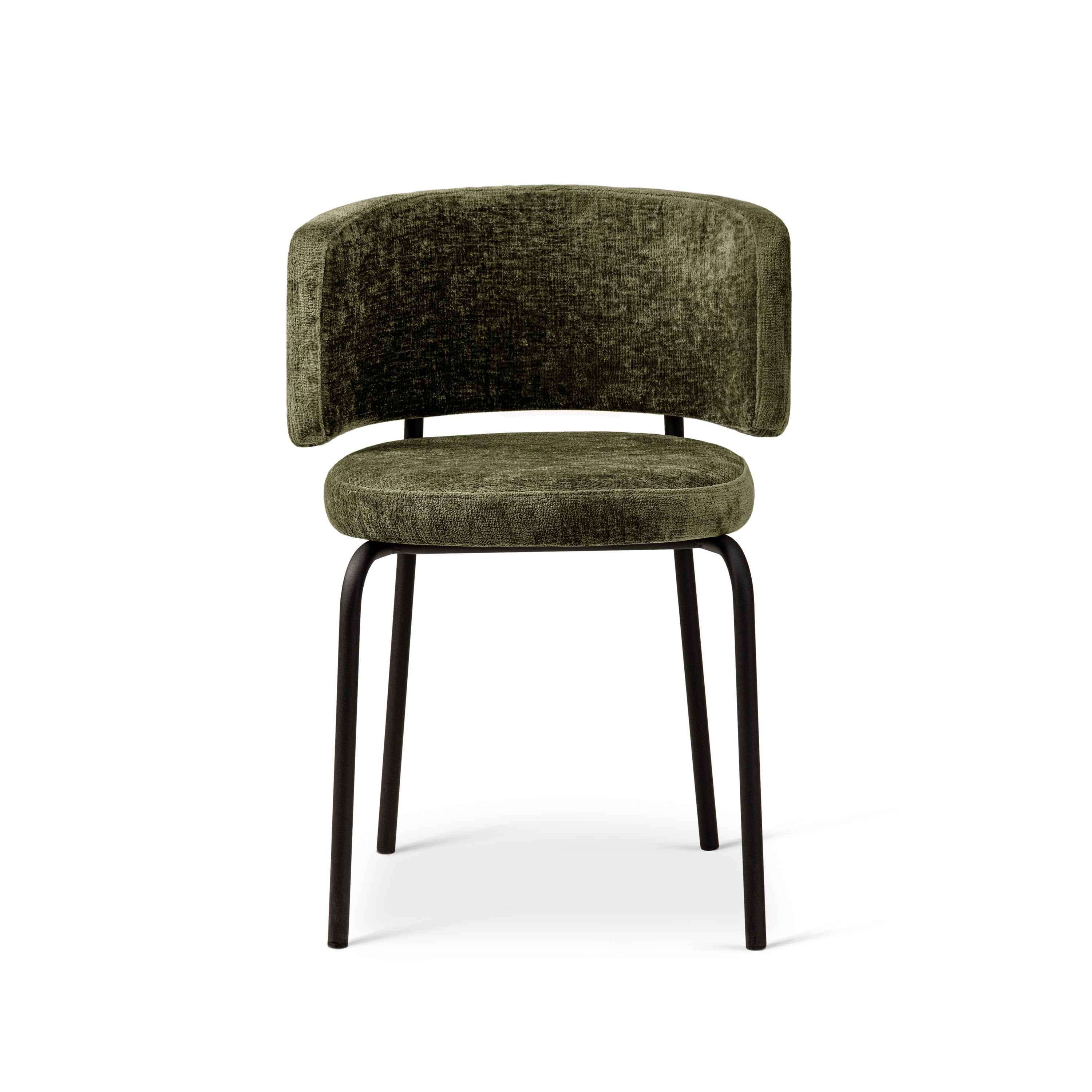 DORA Green Chenille Chair with Black Base