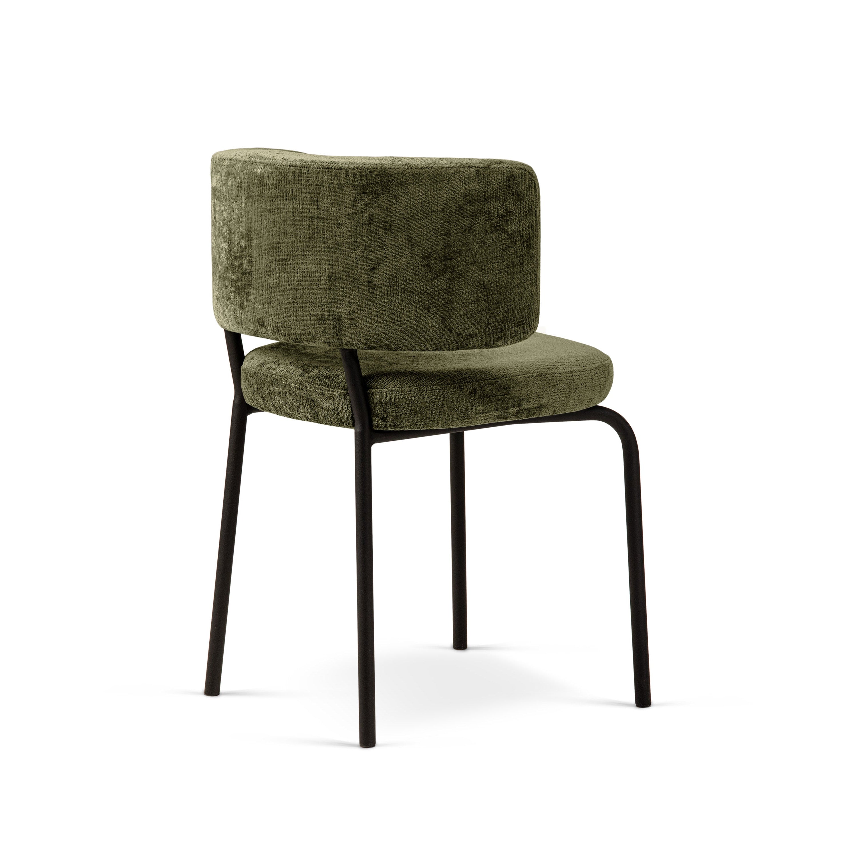 DORA Green Chenille Chair with Black Base