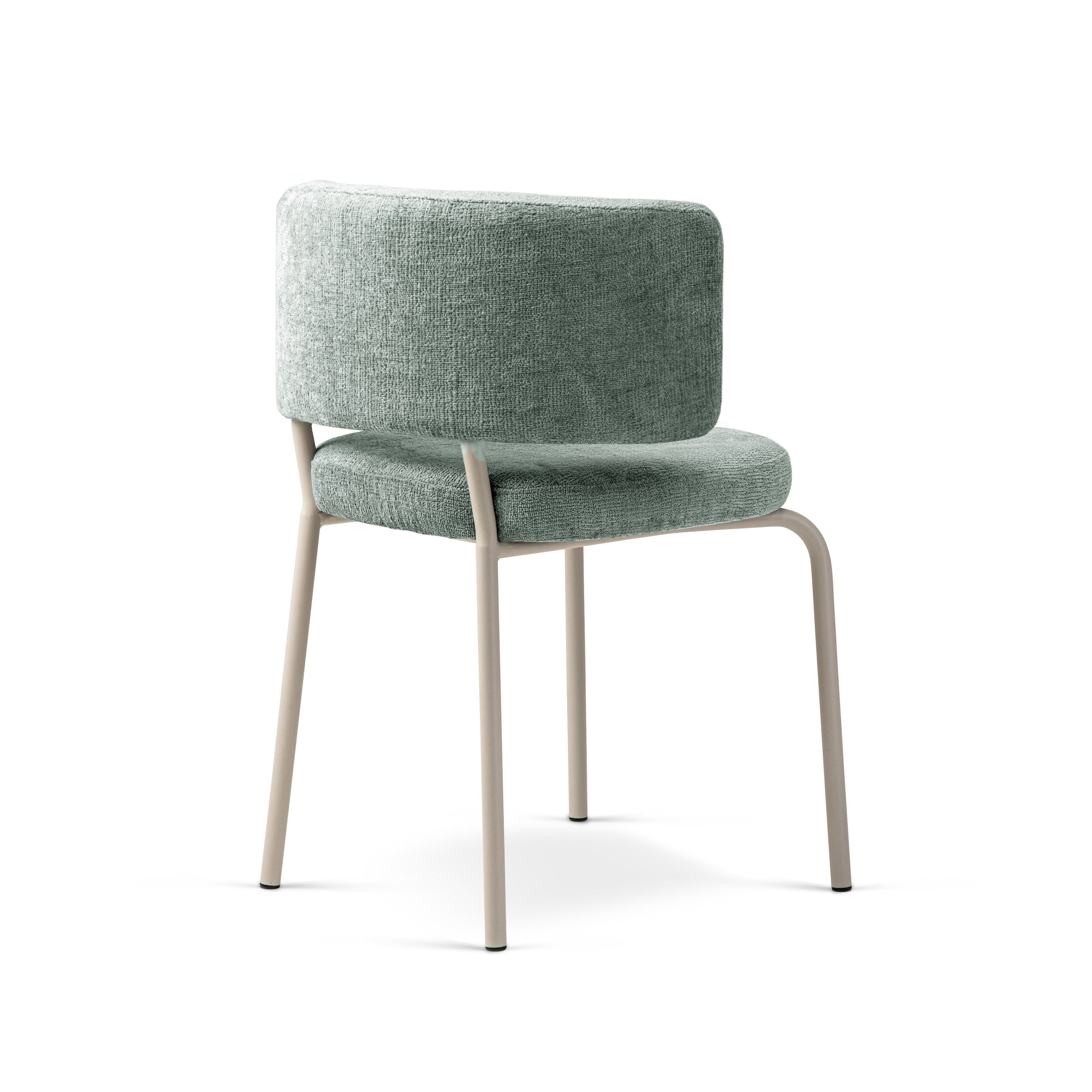 DORA Light Blue Chenille Chair with Beige Base