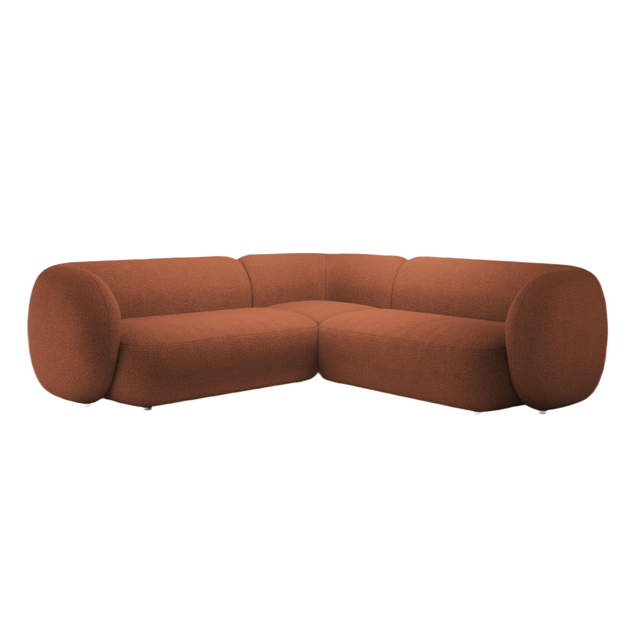 Symmetrische Eckcouch KATE terrakotta Boucle