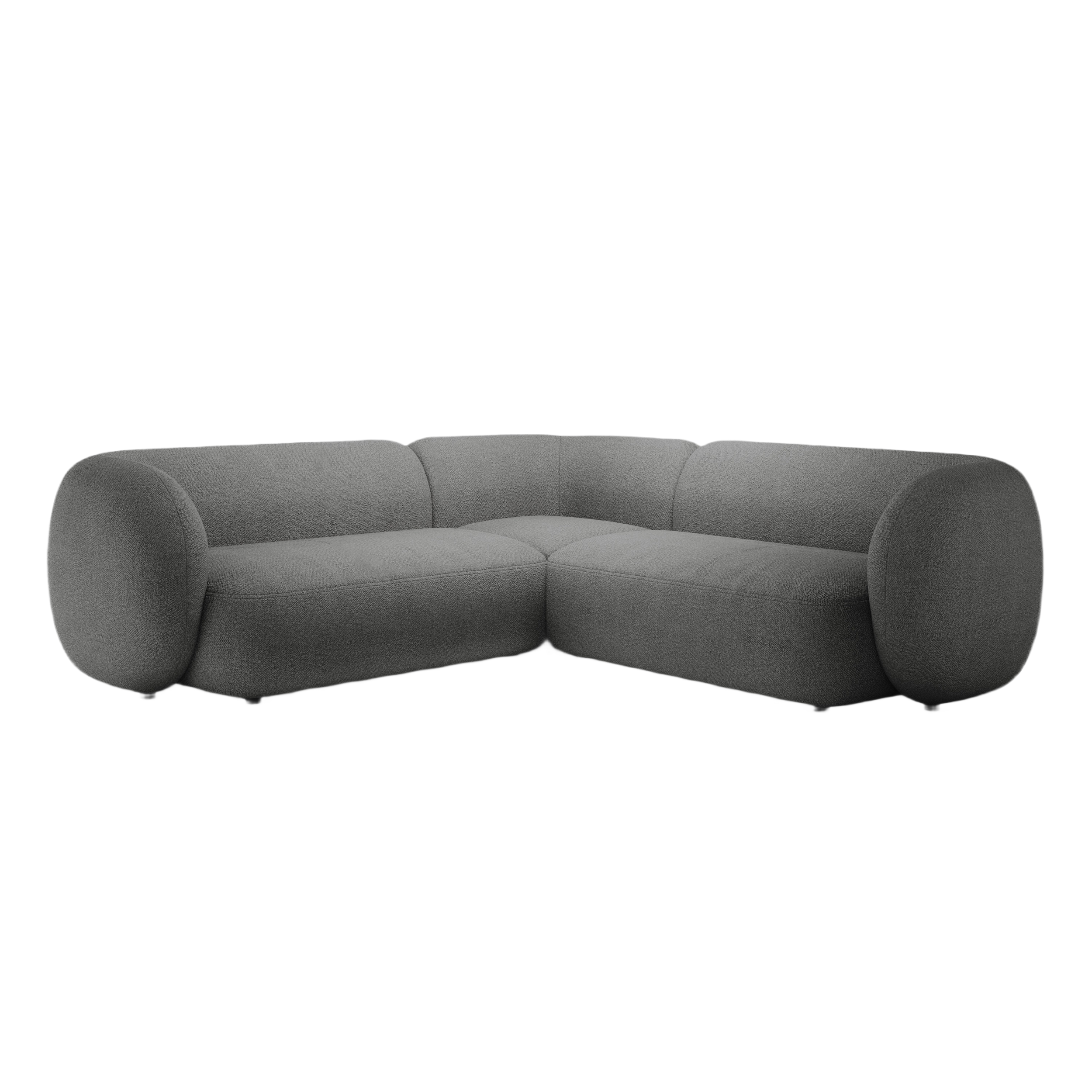 Symmetrische Eckcouch KATE dunkelgrau Boucle