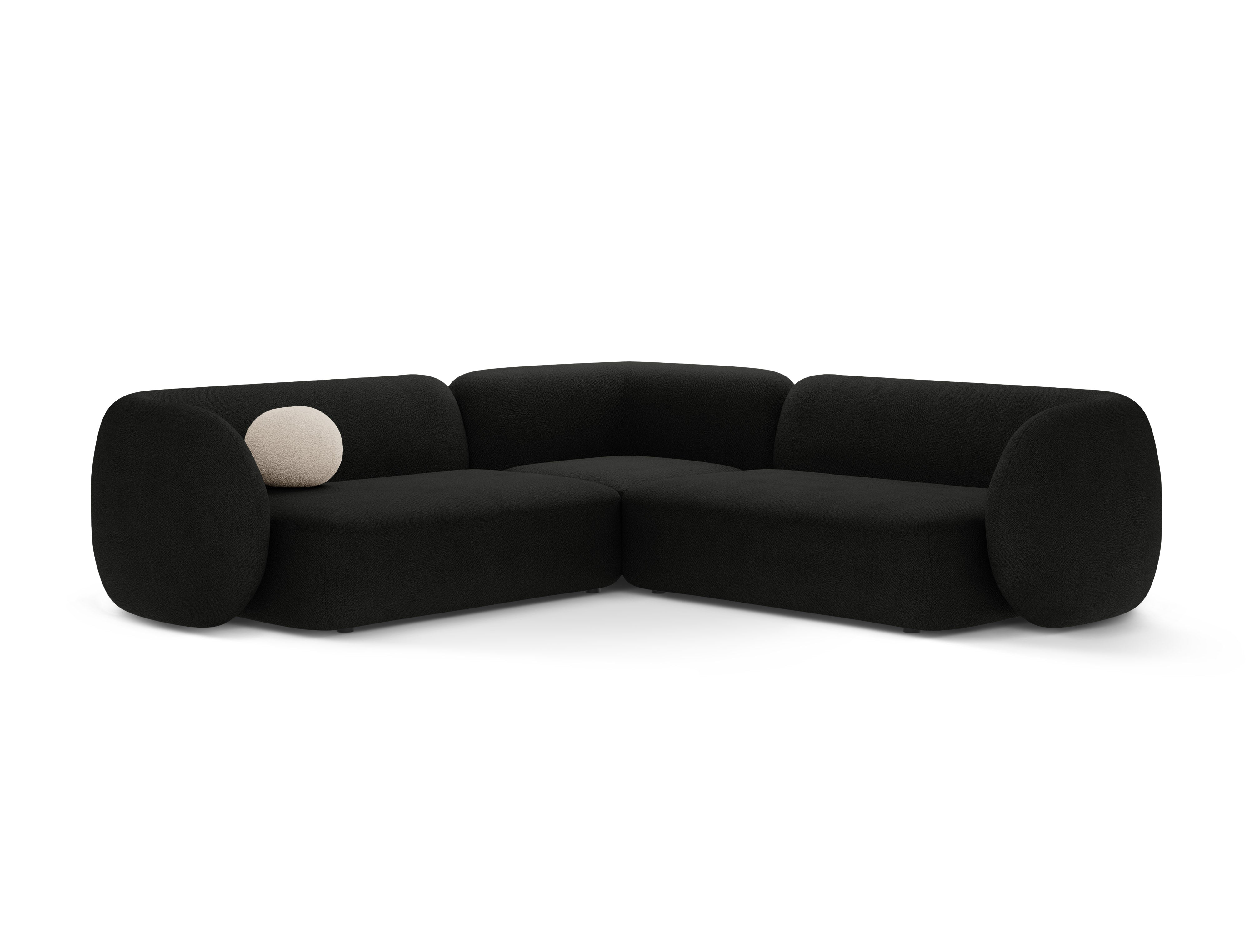 Symmetrical Corner Sofa KATE Black Boucle
