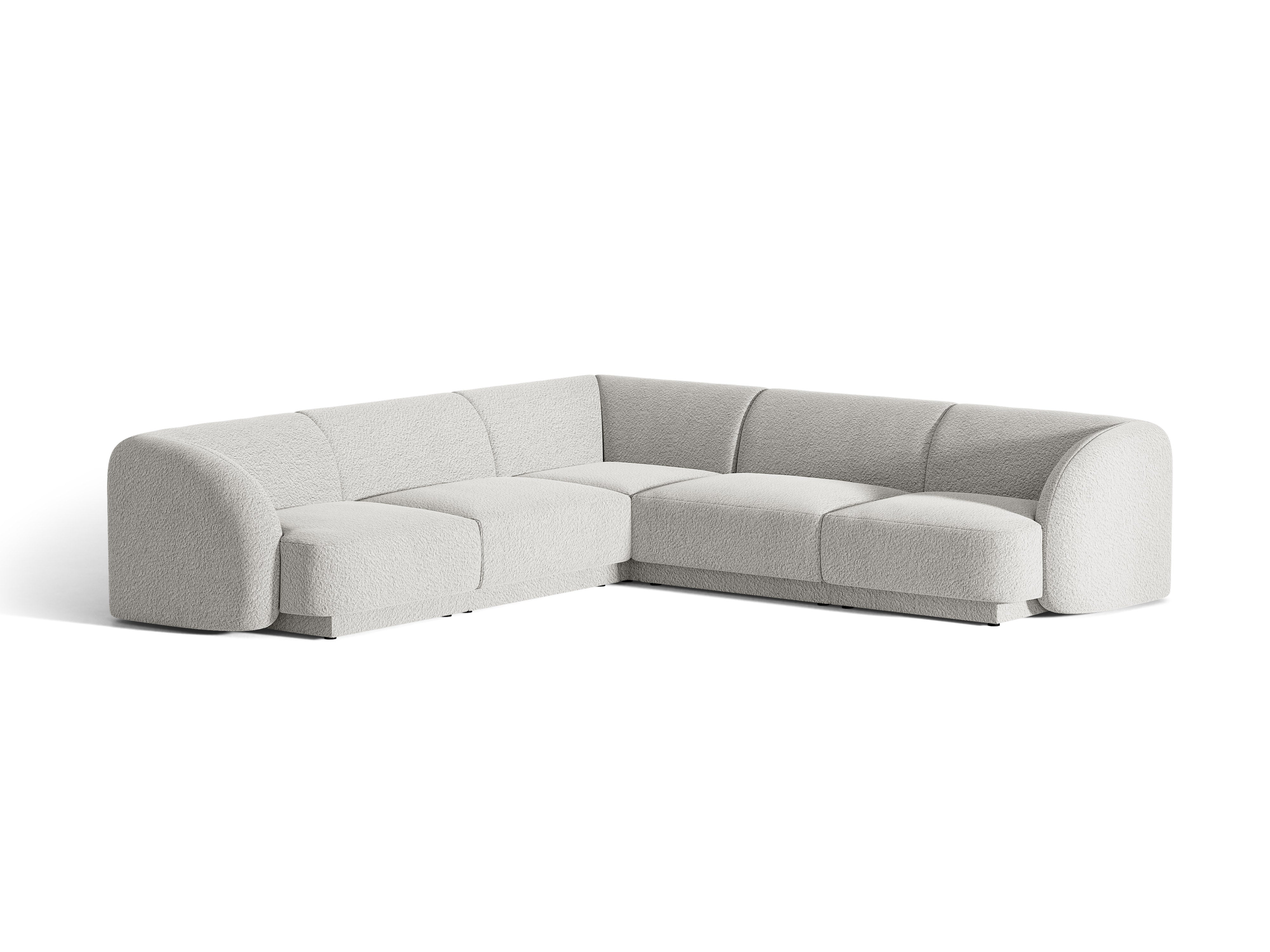 Symmetrische 5-Sitzer-Eckcouch MILEY hellgrau Boucle