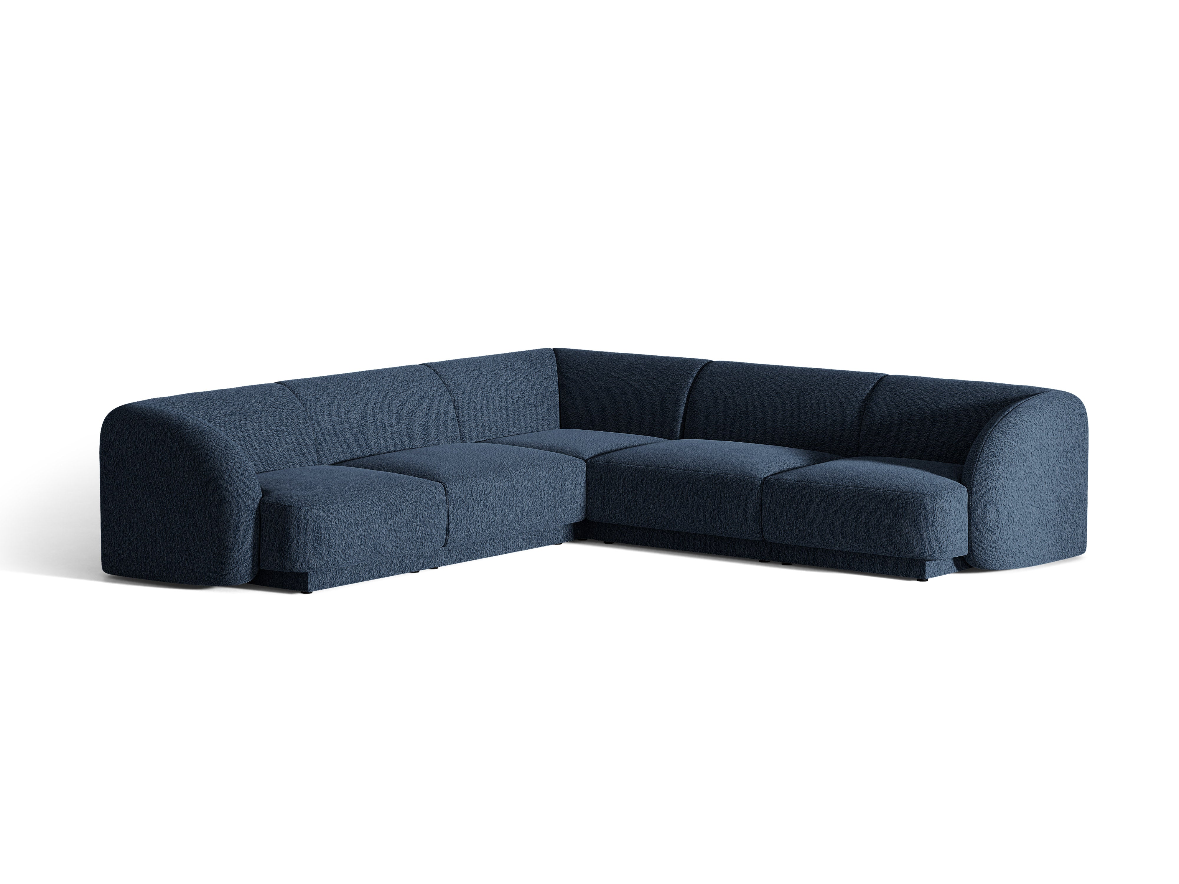 Symmetrische 5-Sitzer-Eckcouch MILEY dunkelblau Boucle