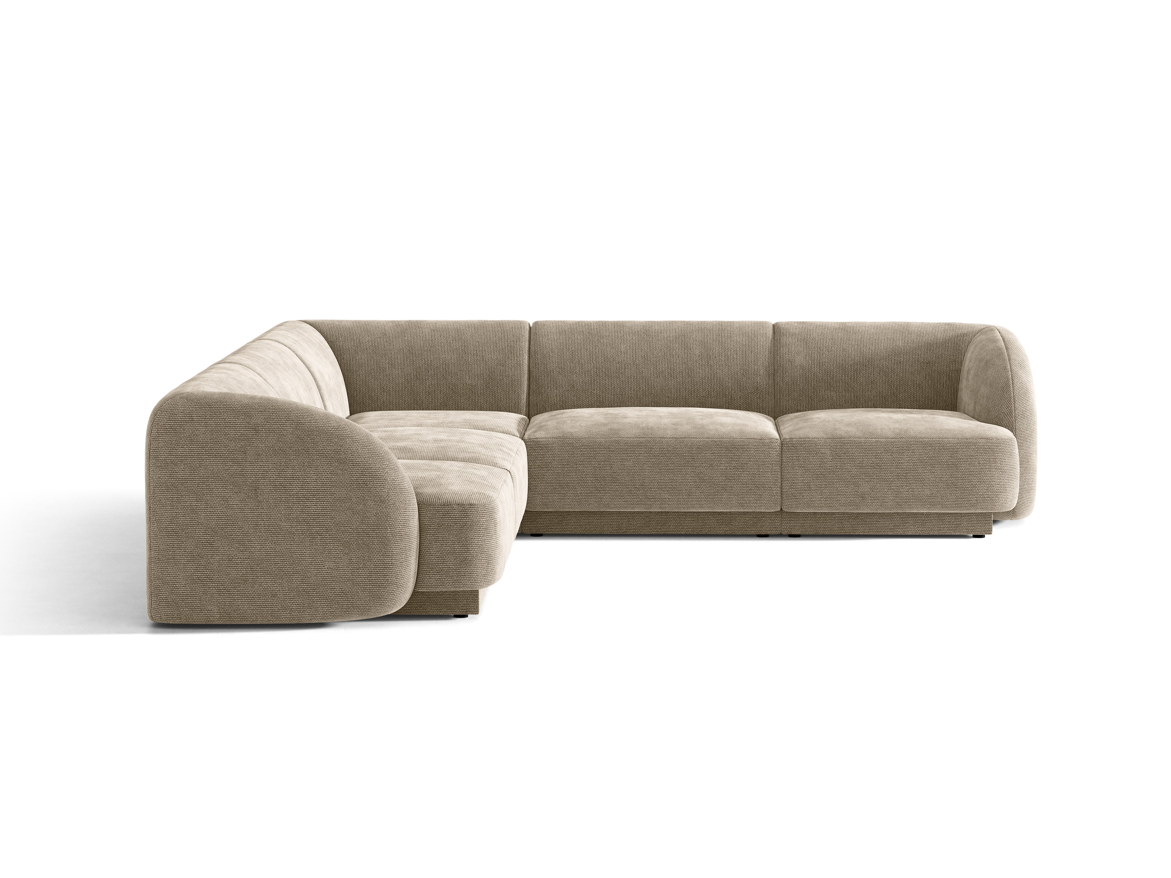 Symmetrische Eckcouch MILEY beige seidiger Chenille