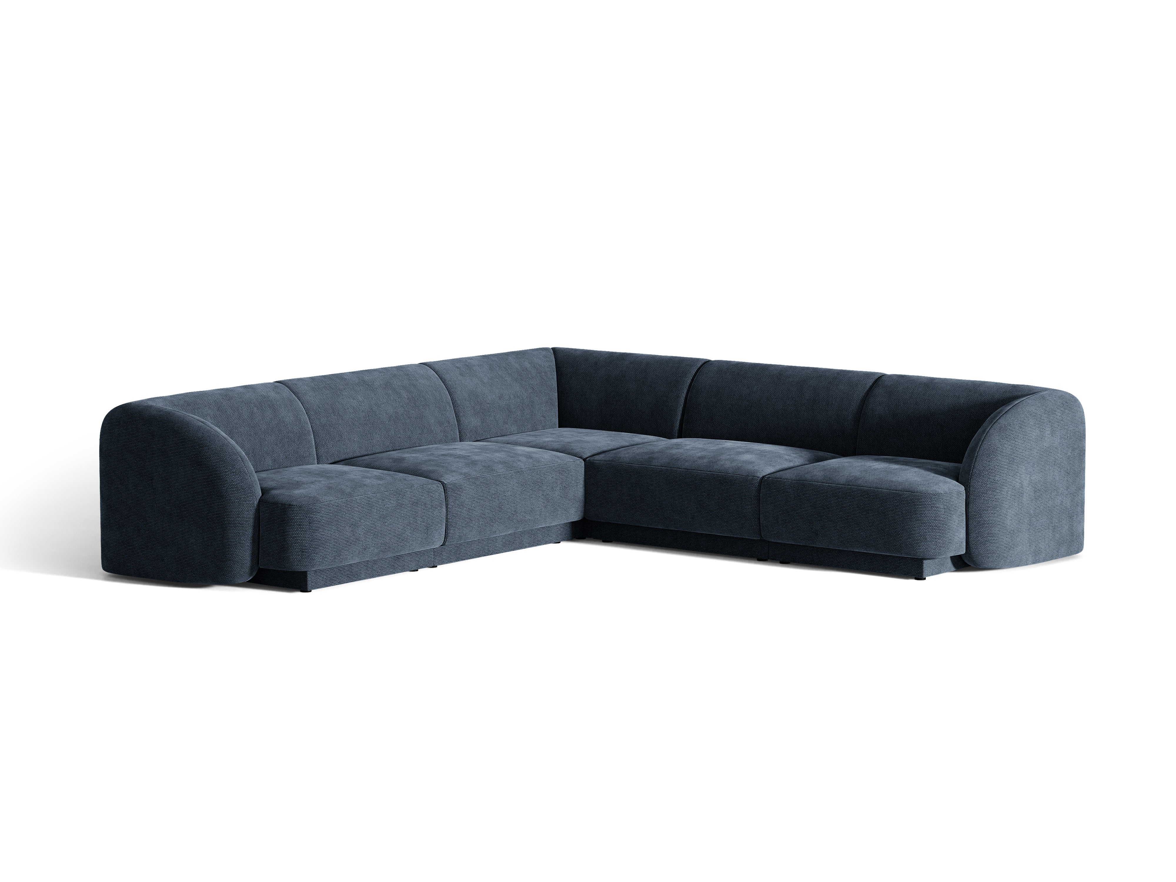Symmetrische Eckcouch MILEY in seidenweichem, granatblauem Chenille
