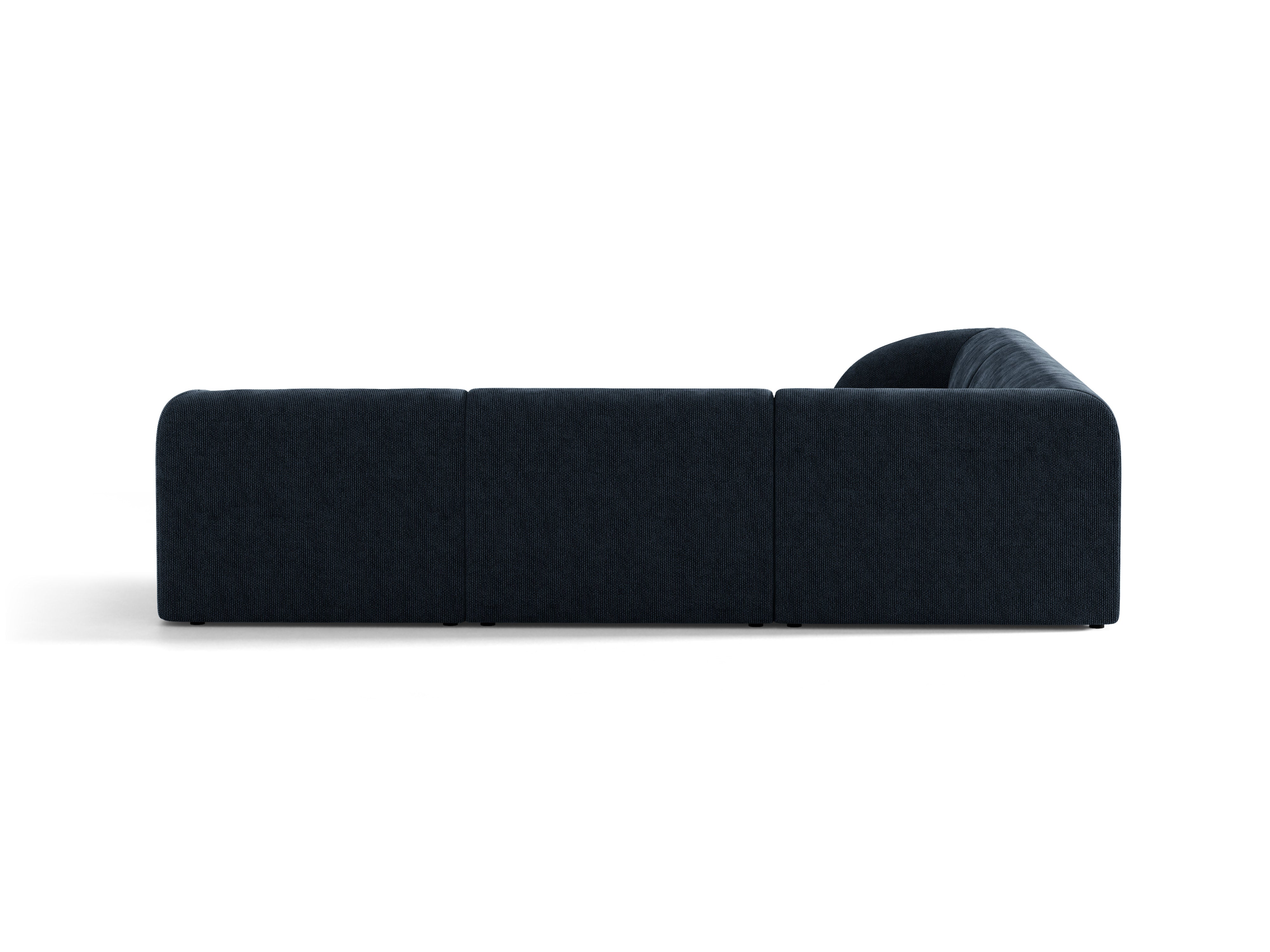 Symmetrische Eckcouch MILEY in seidenweichem, granatblauem Chenille