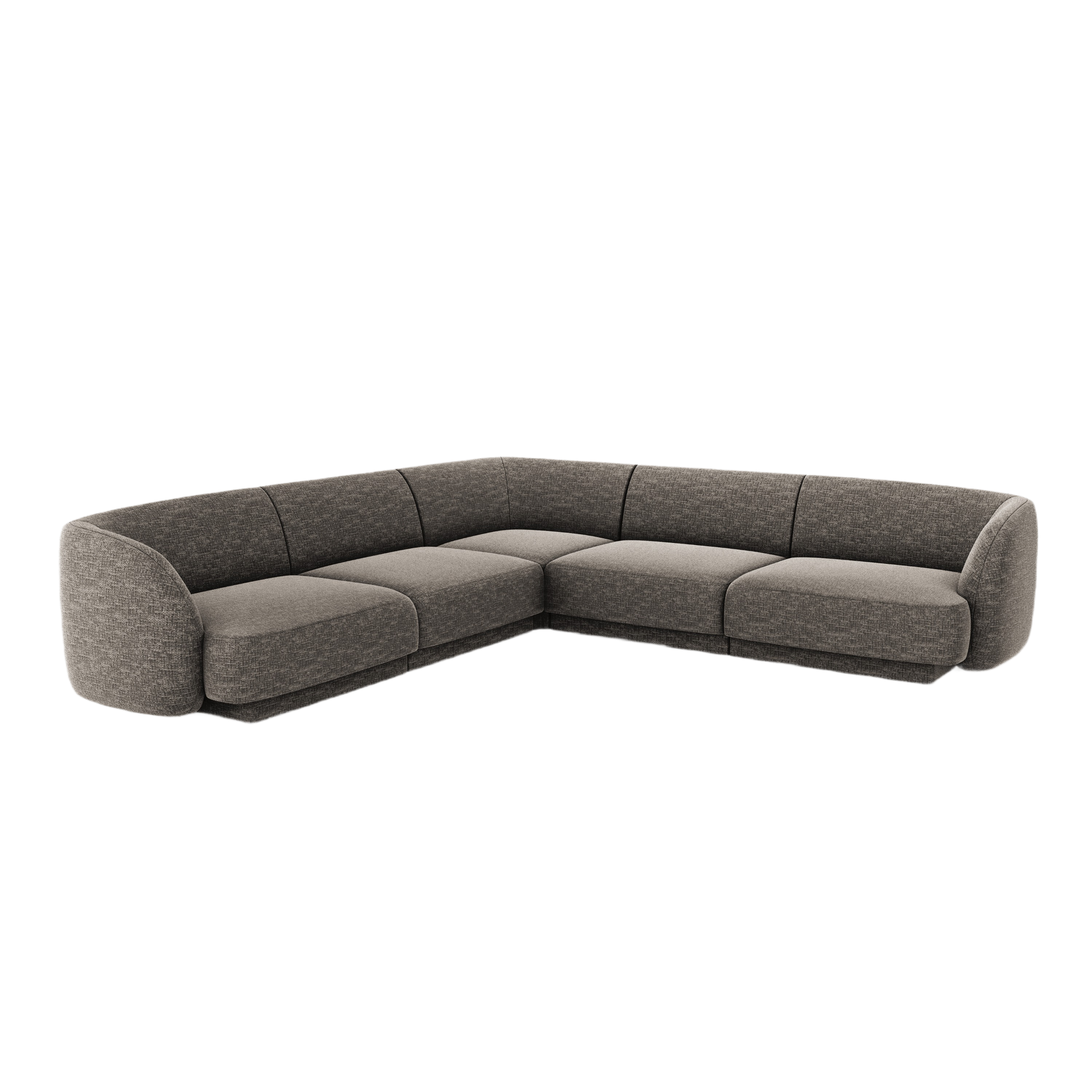 Symmetrische Eckcouch MILEY graues, seidiges Chenille