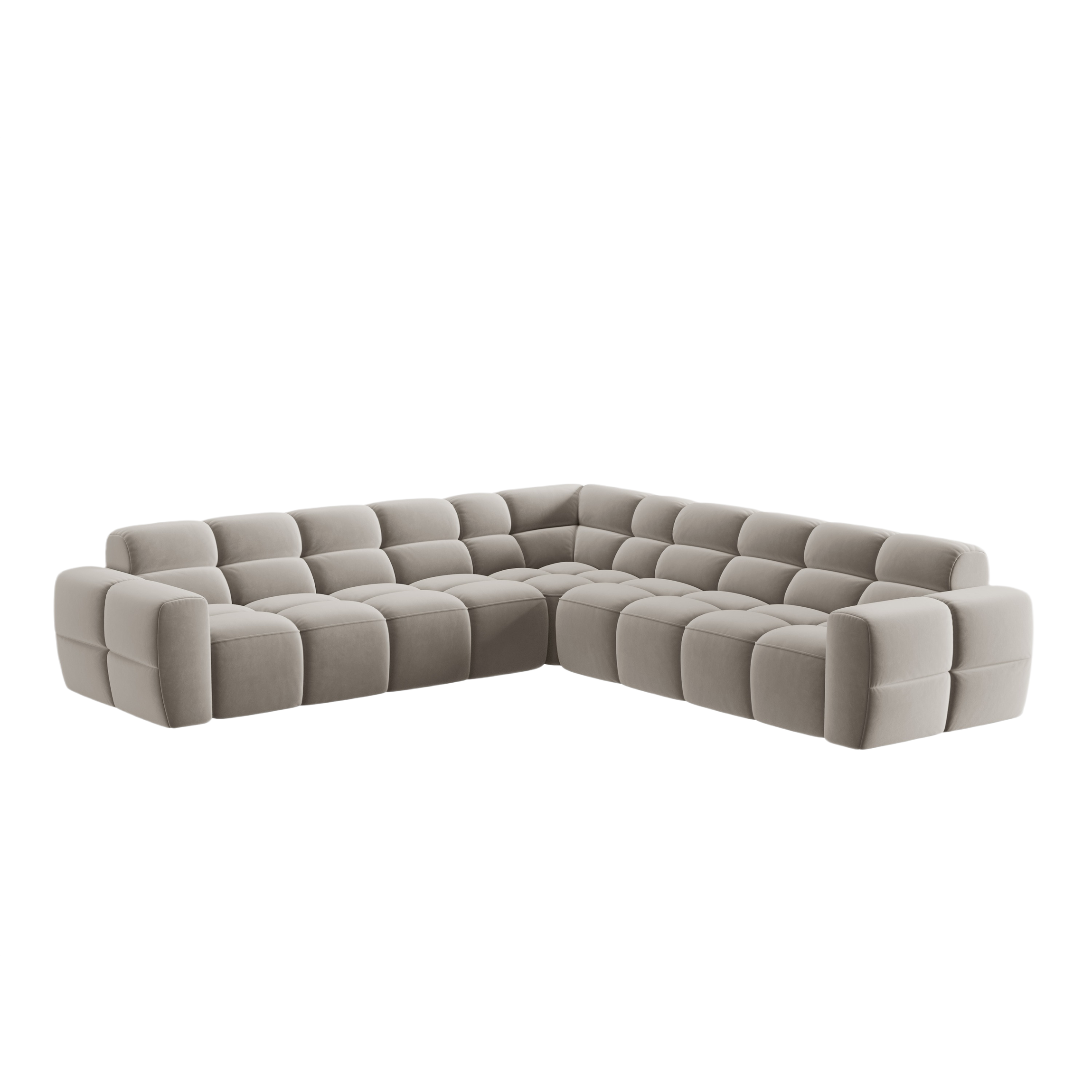Symmetrical Velvet Corner Sofa LISA Light Beige