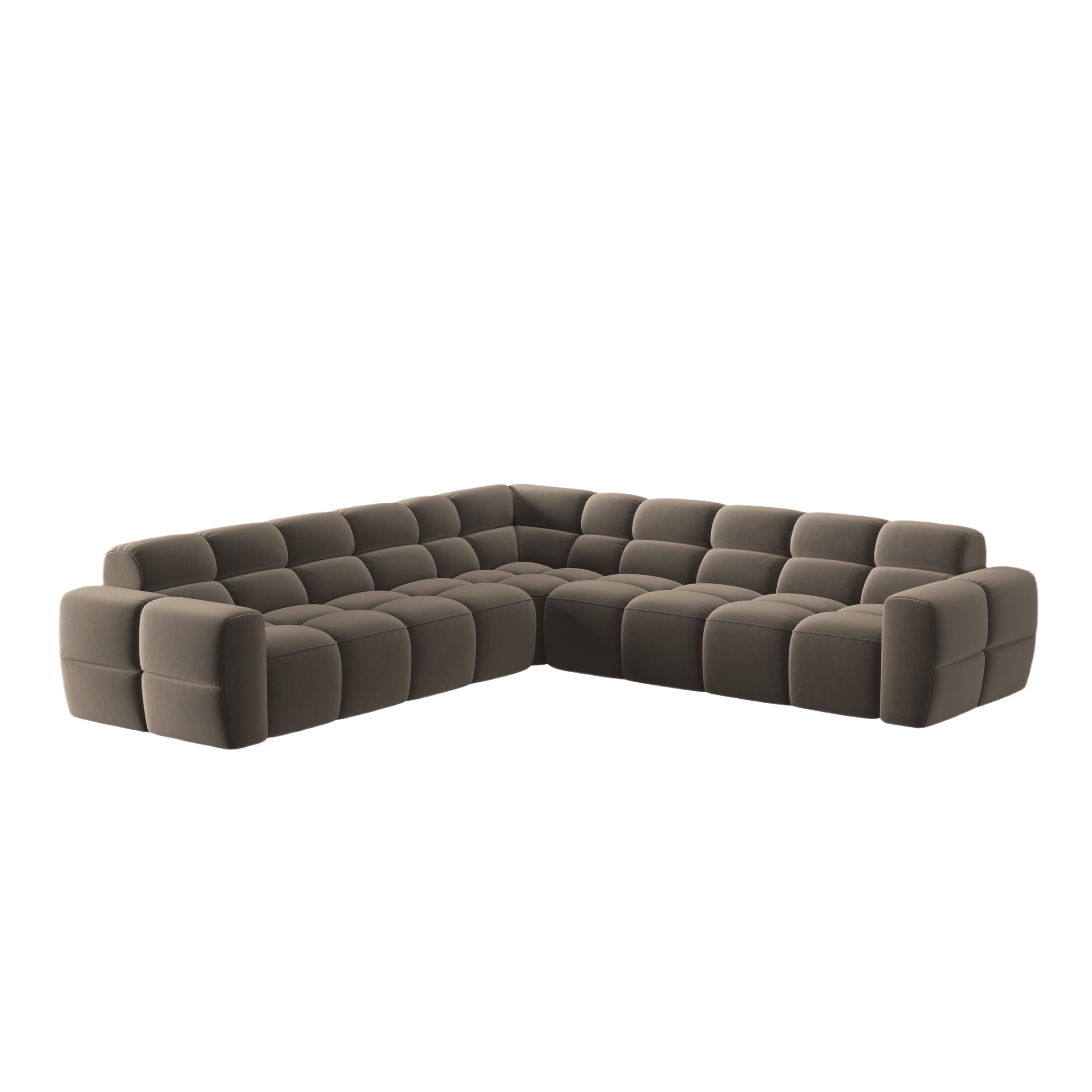 Symmetrical Velvet Corner Sofa LISA Light Brown