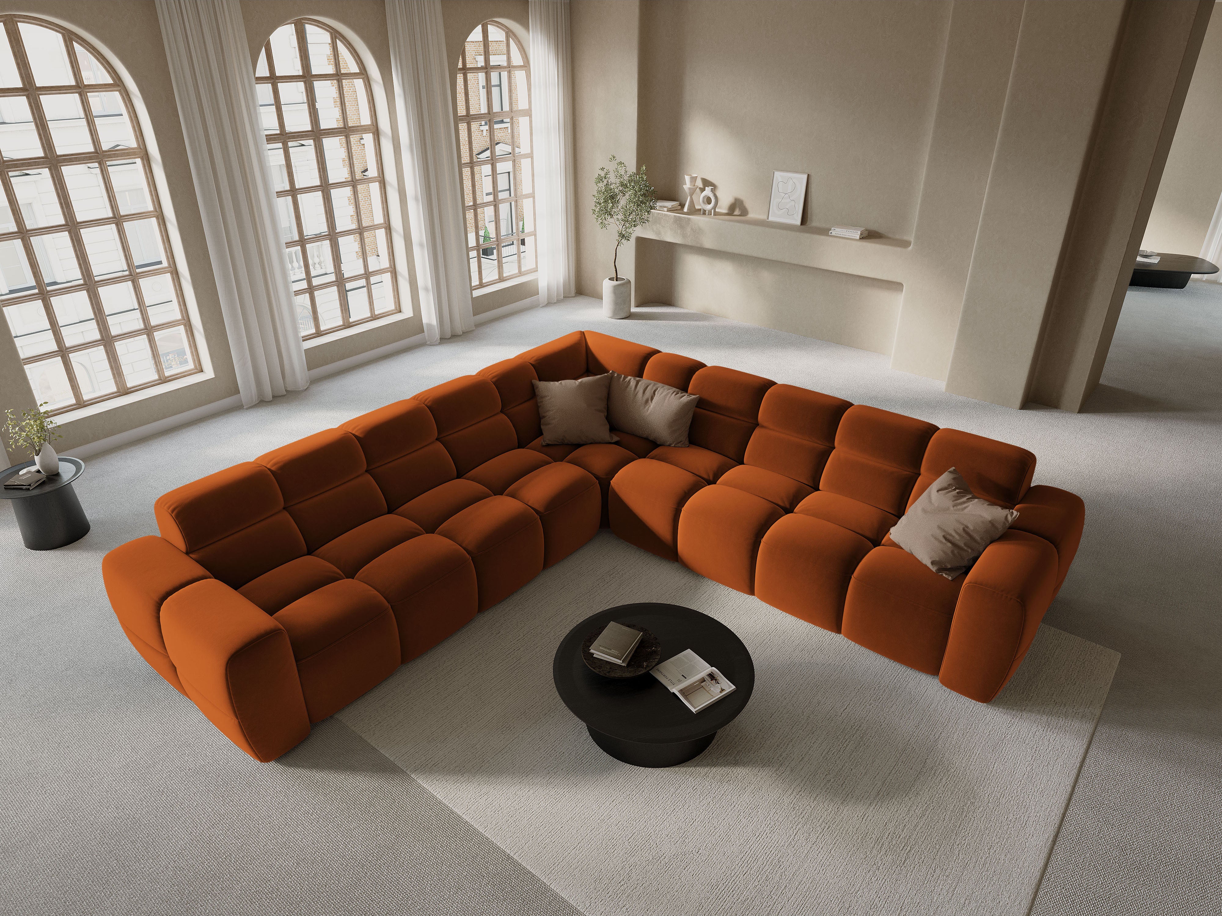 Symmetrische Eckcouch LISA terracotta Chenille