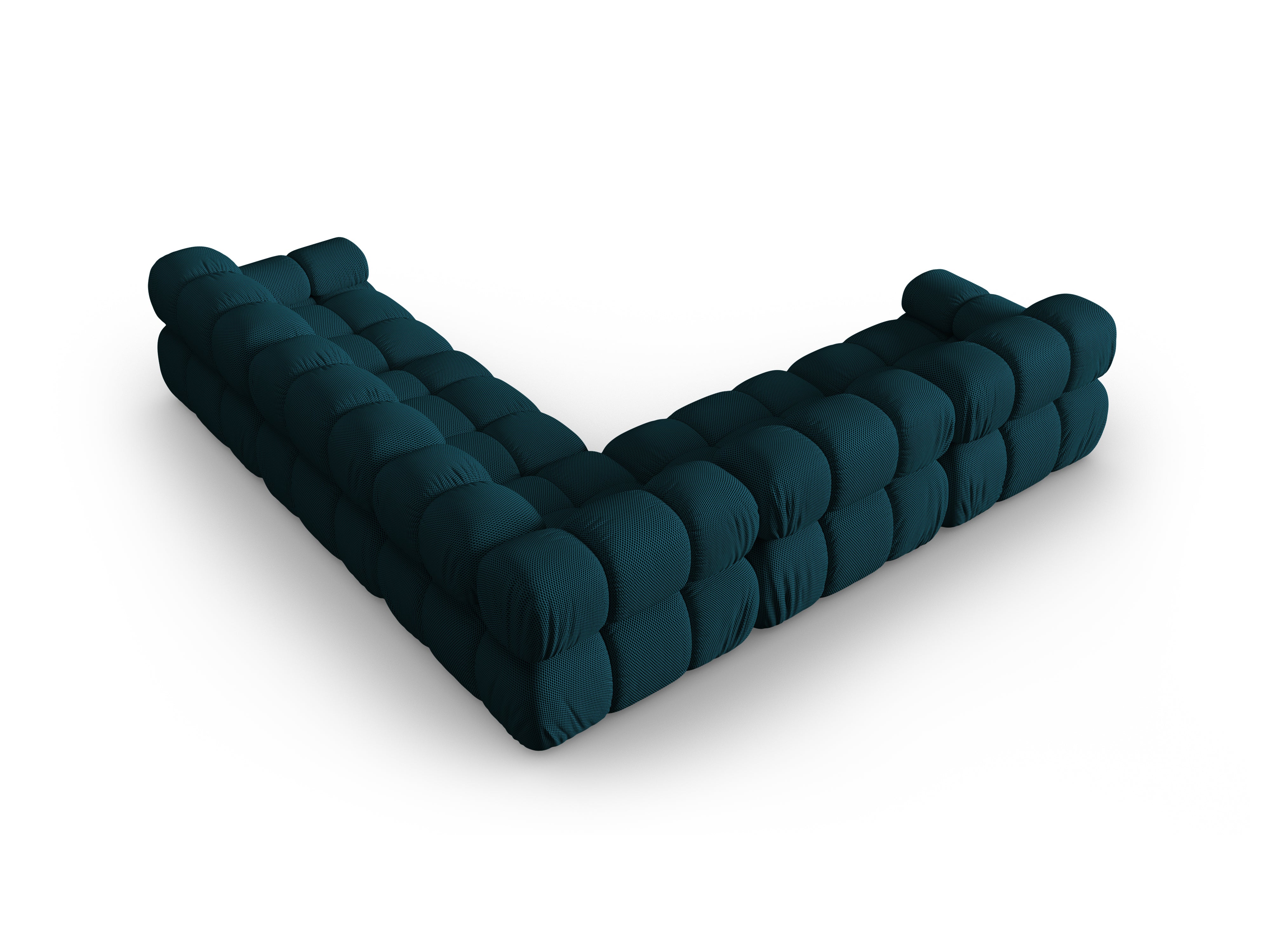Symmetrische Eckcouch BELLIS in marineblauem 3D-Stoff