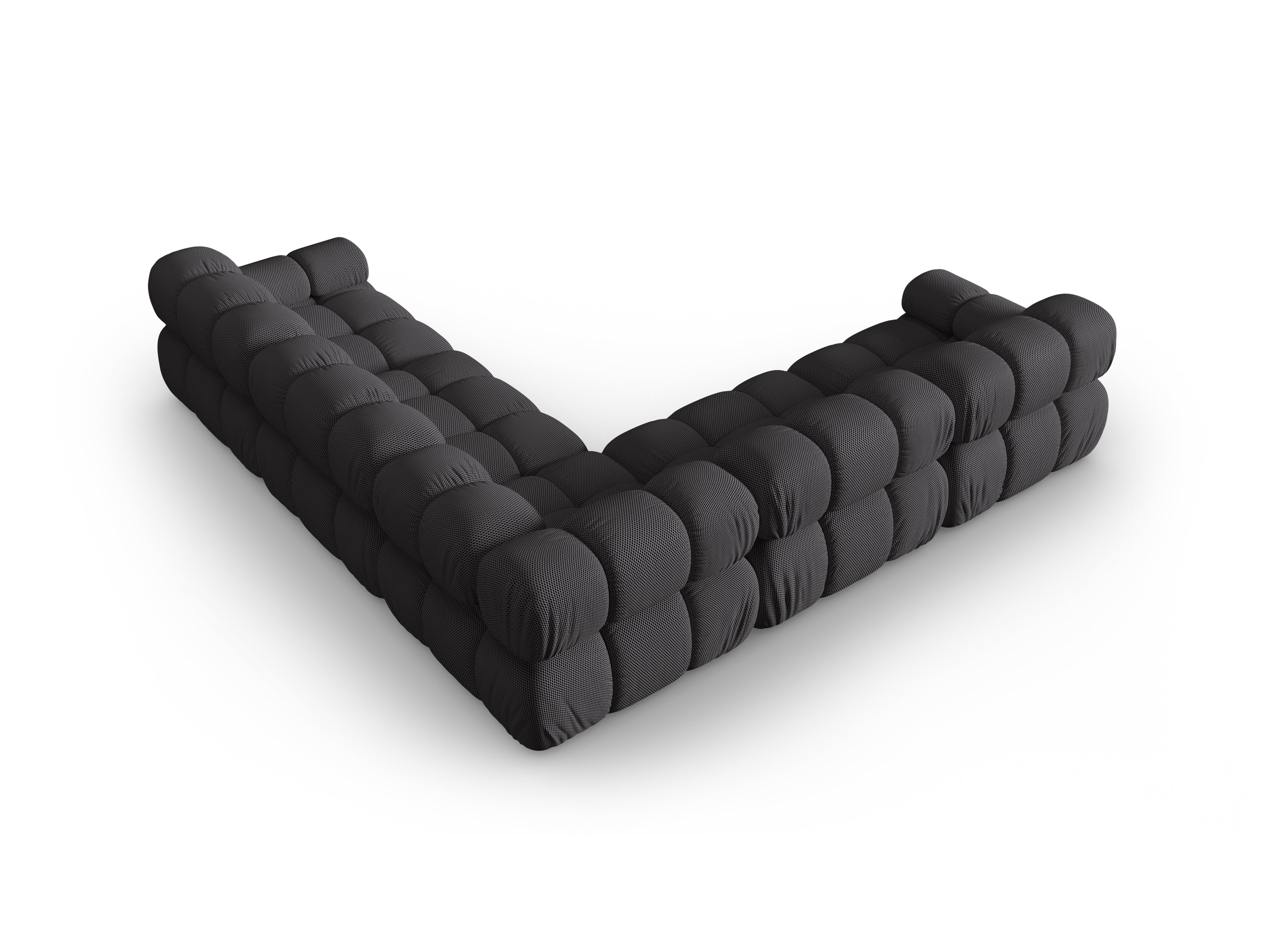 Symmetrische Eckcouch BELLIS in dunkelgrauem 3D-Stoff