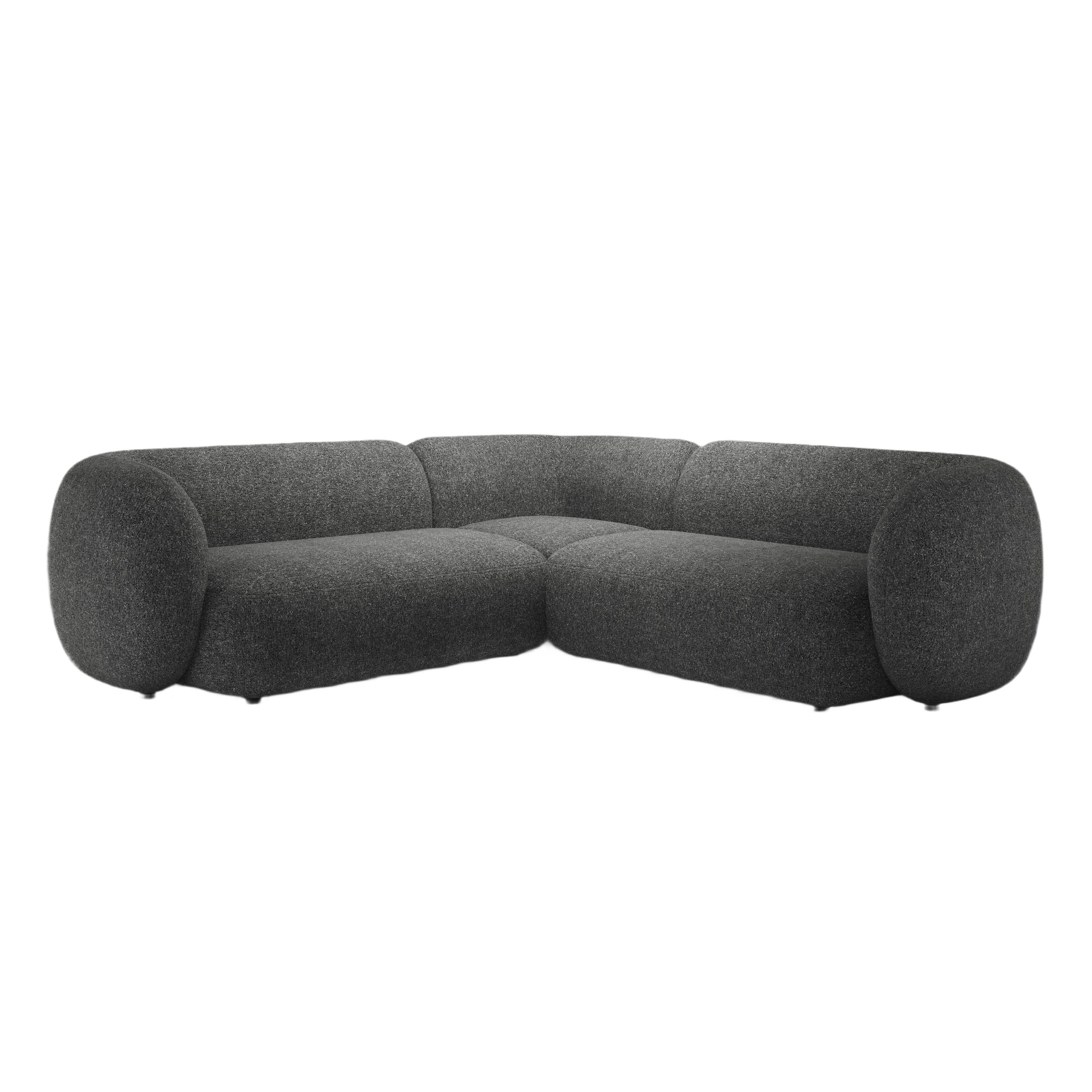 Symmetrische Eckcouch KATE dunkelgrau Melange