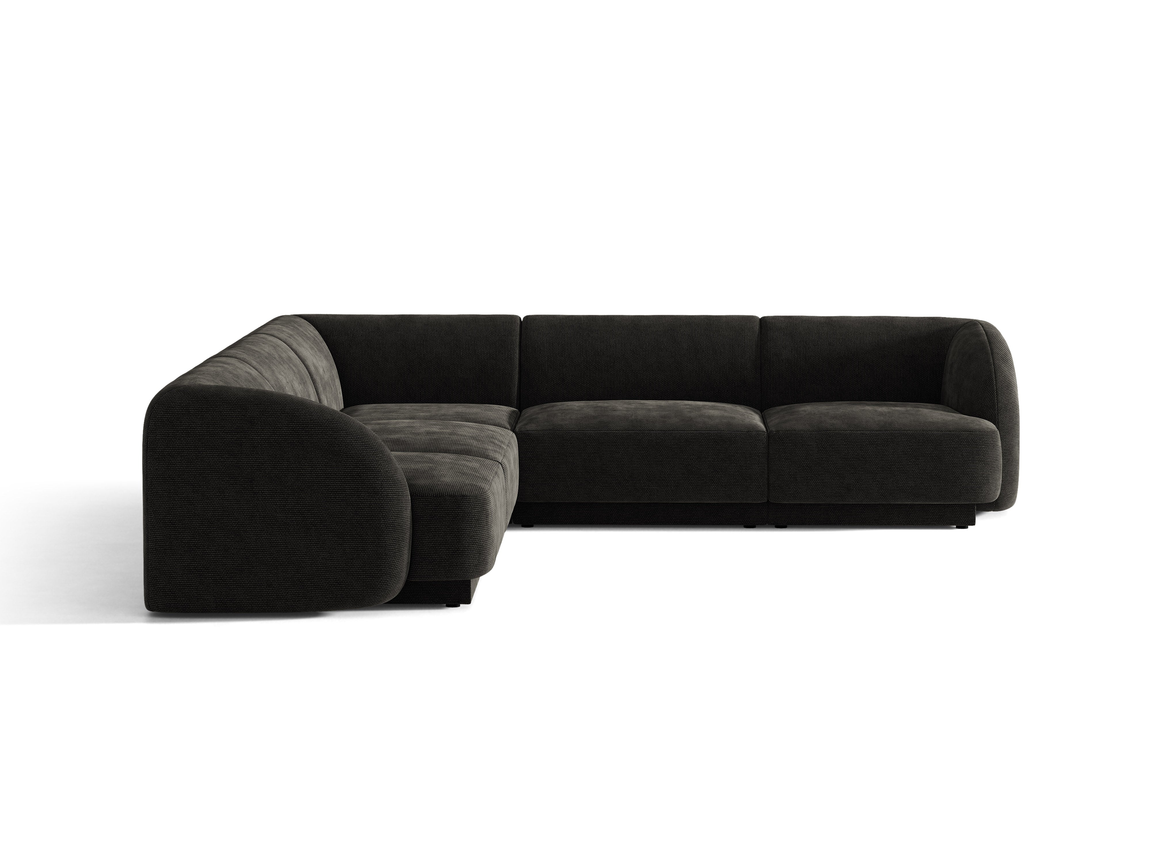 Symmetrische 5-Sitzer-Eckcouch MILEY schwarzes Chenille