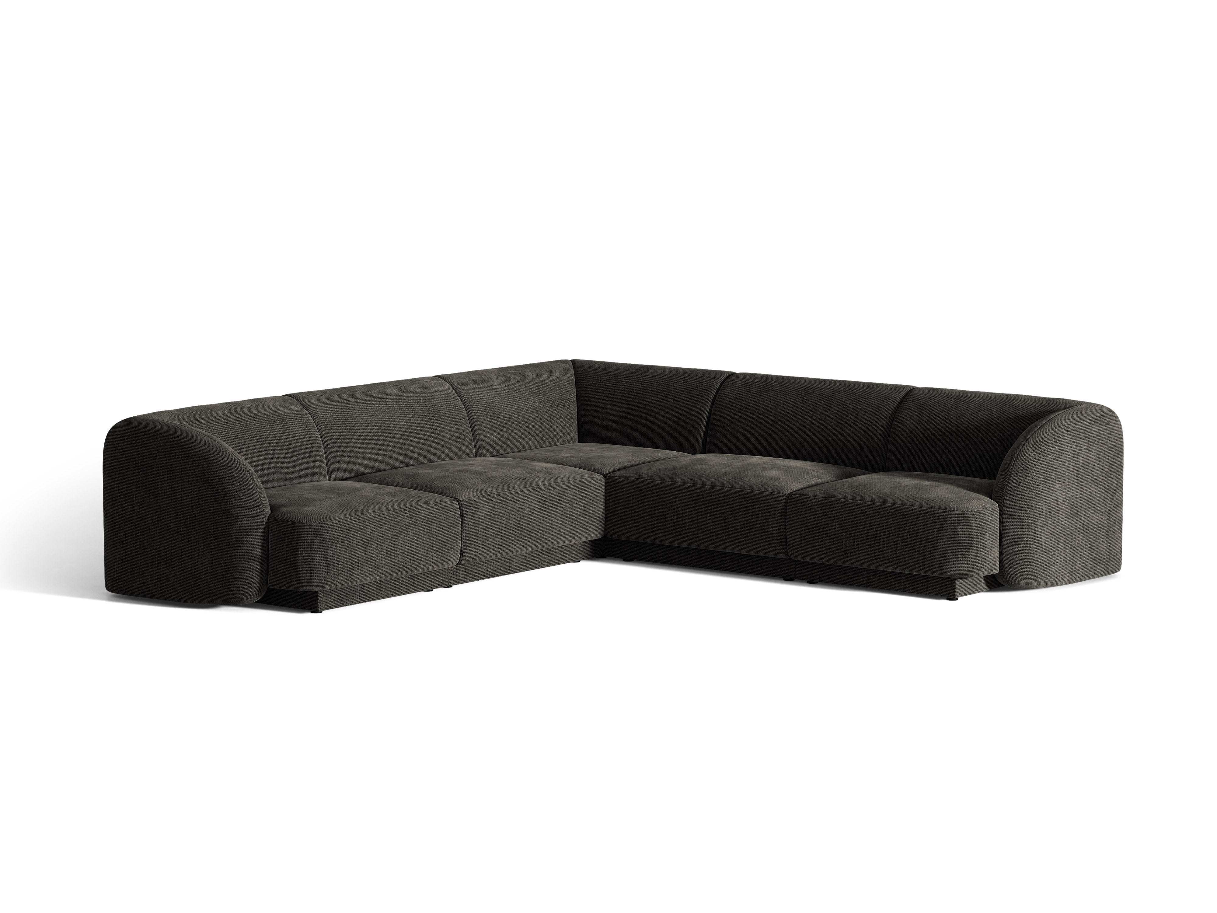 Symmetrische 5-Sitzer-Eckcouch MILEY schwarzes Chenille