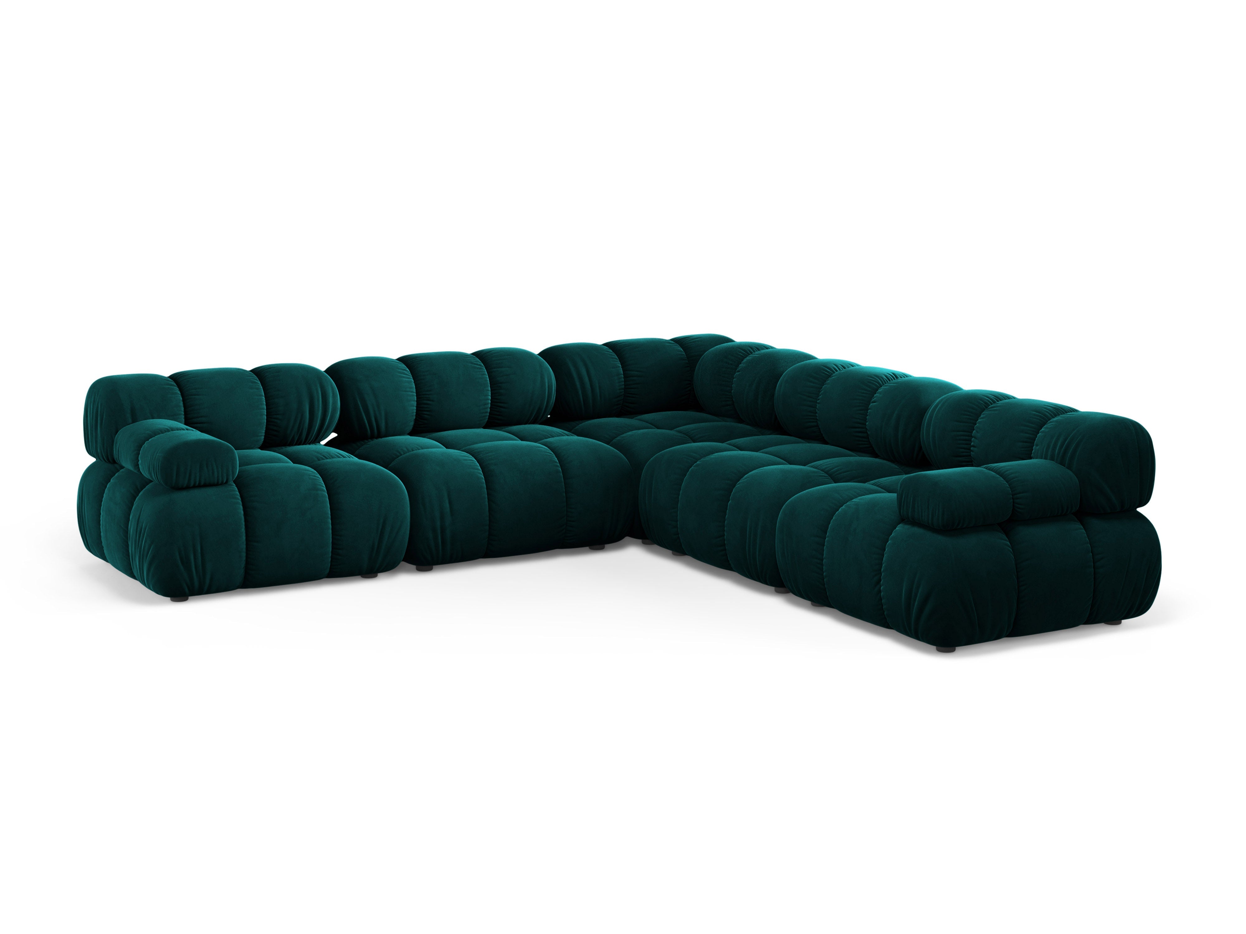 Symmetrische Eckcouch BELLIS in tiefem Petrol-Velours