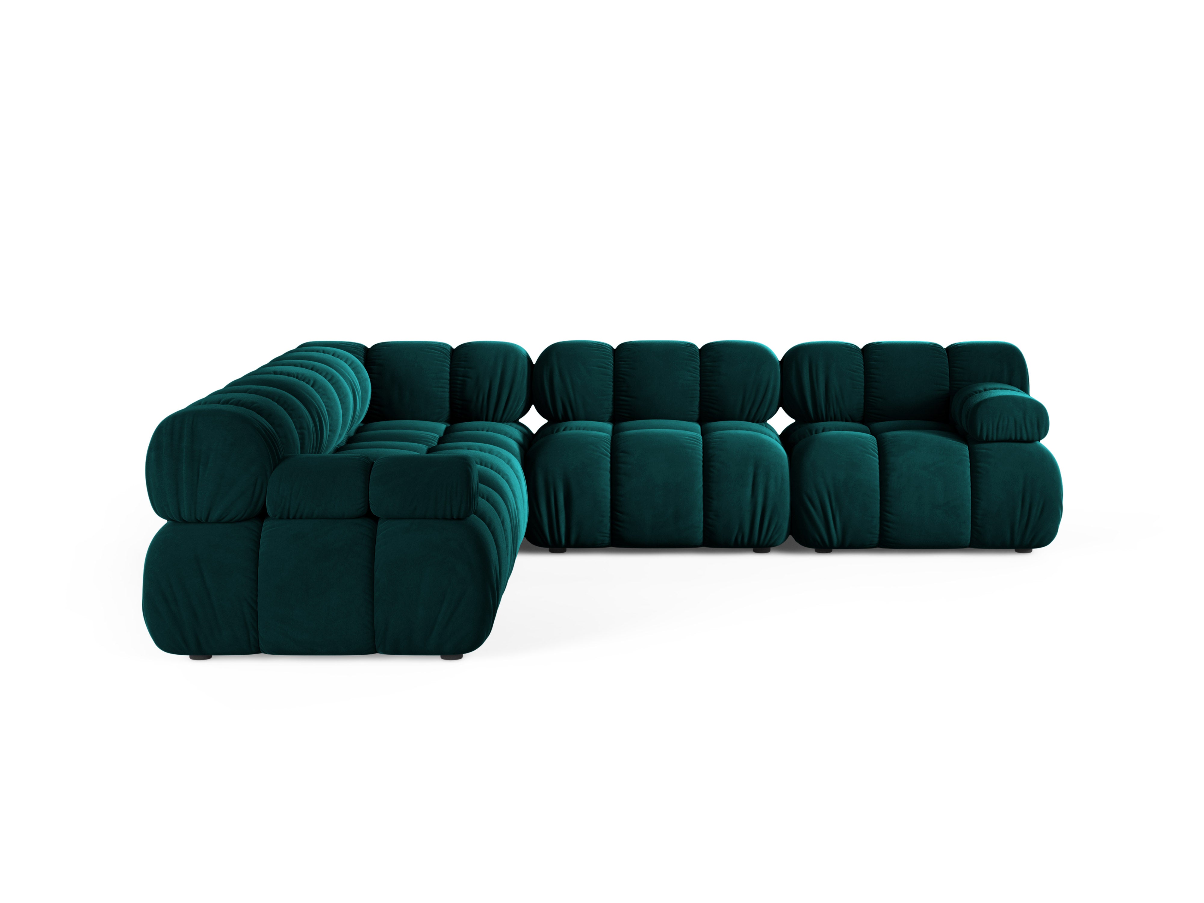 Symmetrische Eckcouch BELLIS in tiefem Petrol-Velours