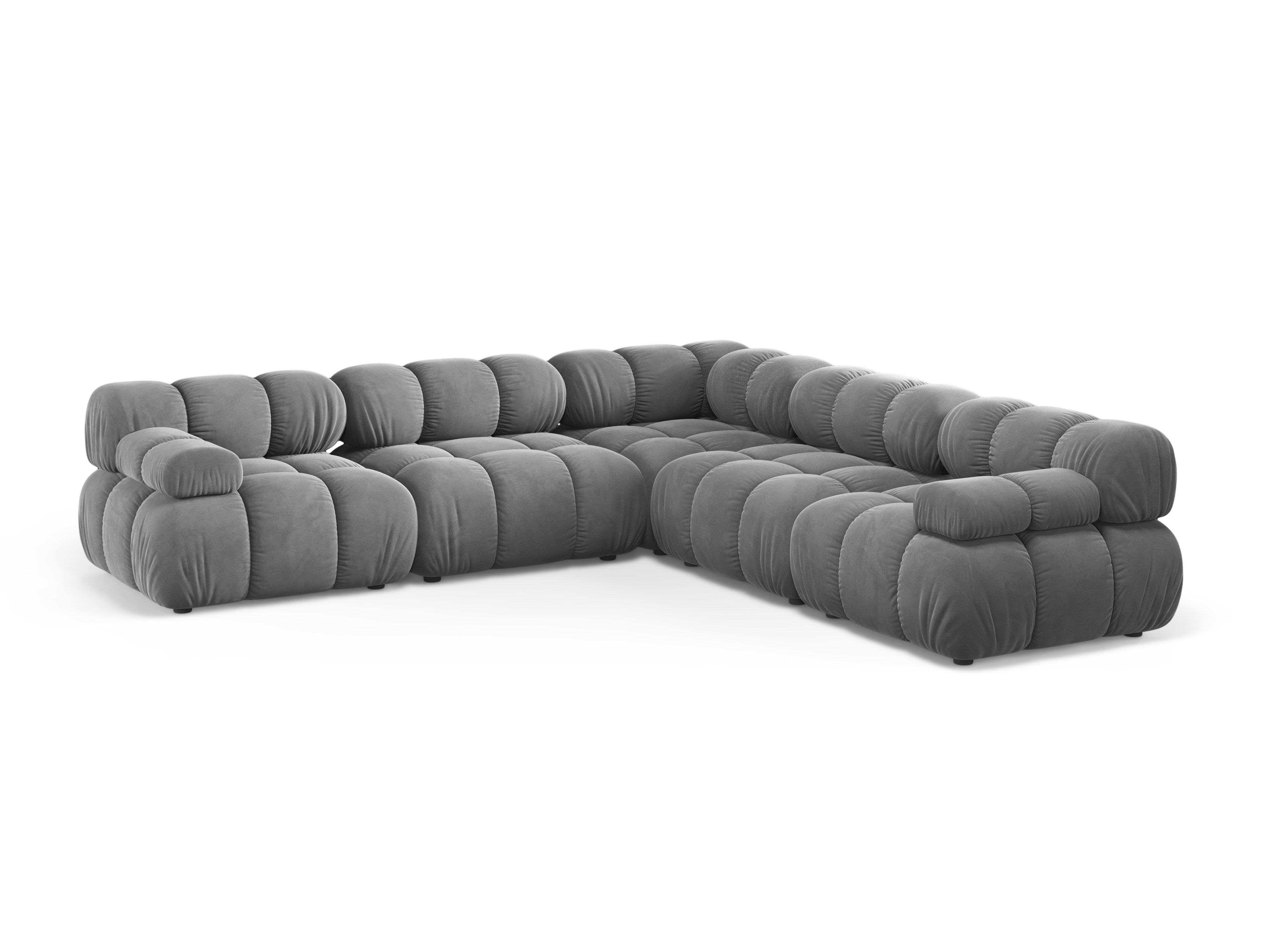 Symmetrische Eckcouch BELLIS aus grauem Velours